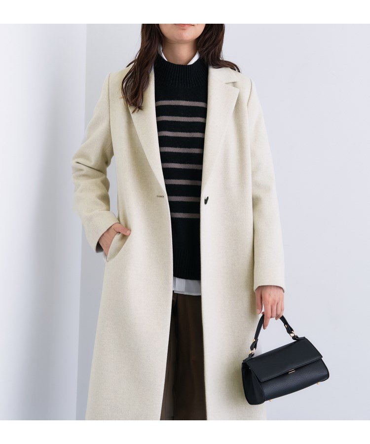 【インディヴィ/INDIVI】の【名品コート/日本製】ウール100%チェスターコート インテリア・キッズ・メンズ・レディースファッション・服の通販 founy(ファニー) ファッション Fashion レディースファッション Fashion for Women アウター Coat / Outerwear Collection コート・ロングコート・ピーコート Long Coats, Peacoats & More チェスターコート・ロング丈アウター Chester Coats / Chesterfield Long Coats インナー Innerwear スタイリッシュ Stylish, Fashionable スマート Smart, Elegant スーツ Suit, Formalwear ダメージ Distressed, Destroyed チェスターコート Chester Coat, Long Coat フォルム Silhouette, Form ポケット Pocket, Pocket Detail 防寒 Cold Protection, Winter-Ready ミドル Middle Length, Mid Height 日本製 Made In Japan アイボリー|ID: prp329100004692228 ipo3291000000034427237