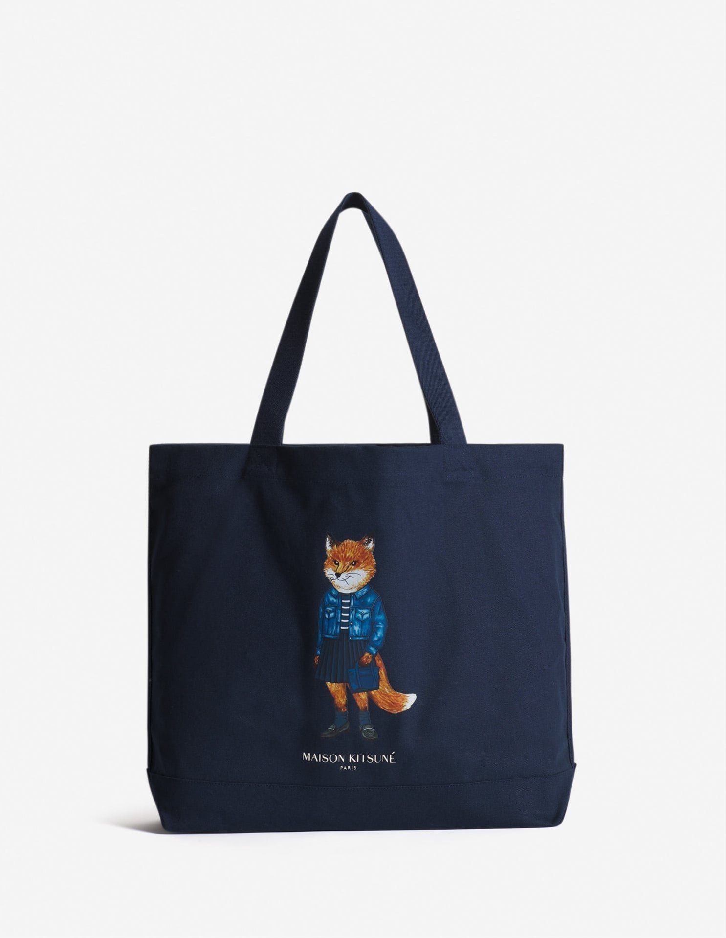 【メゾン キツネ/MAISON KITSUNE】のDRESSED FOX TOTE インテリア・キッズ・メンズ・レディースファッション・服の通販 founy(ファニー) 　ファッション　Fashion　レディースファッション　Fashion for Women　ワンピース　Dresses　フォーマル・パーティードレス・結婚式用ドレス　Elegant & Casual Dresses　バッグ　Bags　冬　Winter / This Winter　キャンバス　Canvas, Canvas Fabric　パッチ　Patch, Appliqué　フロント　Front, Front Design　プリント　Print, Printed Pattern　ポケット　Pocket, Pocket Detail　無地　Plain, Solid Color　A/W・秋冬　Autumn/Winter　CLASSIC NAVY|ID: prp329100004692233 ipo3291000000033882154