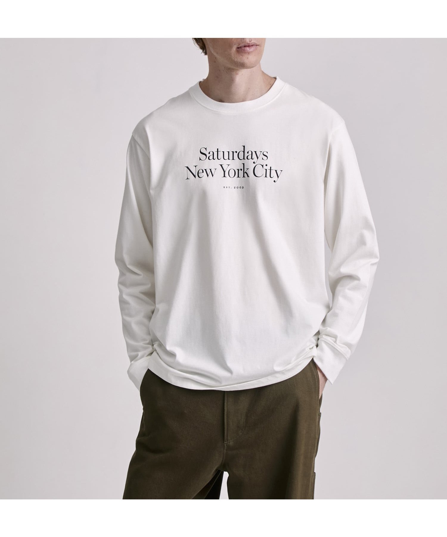 【サタデイズ ニューヨークシティ/SATURDAYS NYC】のMiller Standard LS Tee インテリア・キッズ・メンズ・レディースファッション・服の通販 founy(ファニー) 　ファッション　Fashion　レディースファッション　Fashion for Women　おすすめ　Recommended / Our Picks　シンプル　Simple, Minimal　フィット　Fit, Slim Fit　フロント　Front, Front Design　プリント　Print, Printed Pattern　ワンポイント　One Point, Statement Accent　定番　Standard, Basic Item　ホワイト(10)|ID: prp329100004692239 ipo3291000000033882175