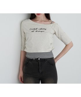 【パルグループ/PAL GROUP】の【RAY CASSIN】フロッキーロゴワンショルレイヤードTシャツ 人気、トレンドファッション・服の通販 founy(ファニー) ファッション Fashion レディースファッション Fashion for Women トップス・カットソー Cut & Sew Tops シャツ・ブラウス・オフィスカジュアル Elegant Blouses & Button-Ups ロングTシャツ・Tシャツ Longline T-Shirts & Tees おすすめ Recommended / Our Picks キャミ Camisole, Cami Top ギャザー Gathered, Ruffled コンパクト Compact, Small Size ロング Long, Long-Length ワンショル One Shoulder, Asymmetrical 再入荷 Restock / Back in Stock |ID:prp329100004692273