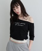 【パルグループ/PAL GROUP】の【RAY CASSIN】フロッキーロゴワンショルレイヤードTシャツ 人気、トレンドファッション・服の通販 founy(ファニー) ファッション Fashion レディースファッション Fashion for Women トップス・カットソー Cut & Sew Tops シャツ・ブラウス・オフィスカジュアル Elegant Blouses & Button-Ups ロングTシャツ・Tシャツ Longline T-Shirts & Tees おすすめ Recommended / Our Picks キャミ Camisole, Cami Top ギャザー Gathered, Ruffled コンパクト Compact, Small Size ロング Long, Long-Length ワンショル One Shoulder, Asymmetrical 再入荷 Restock / Back in Stock thumbnail ブラック|ID: prp329100004692273 ipo3291000000033882356
