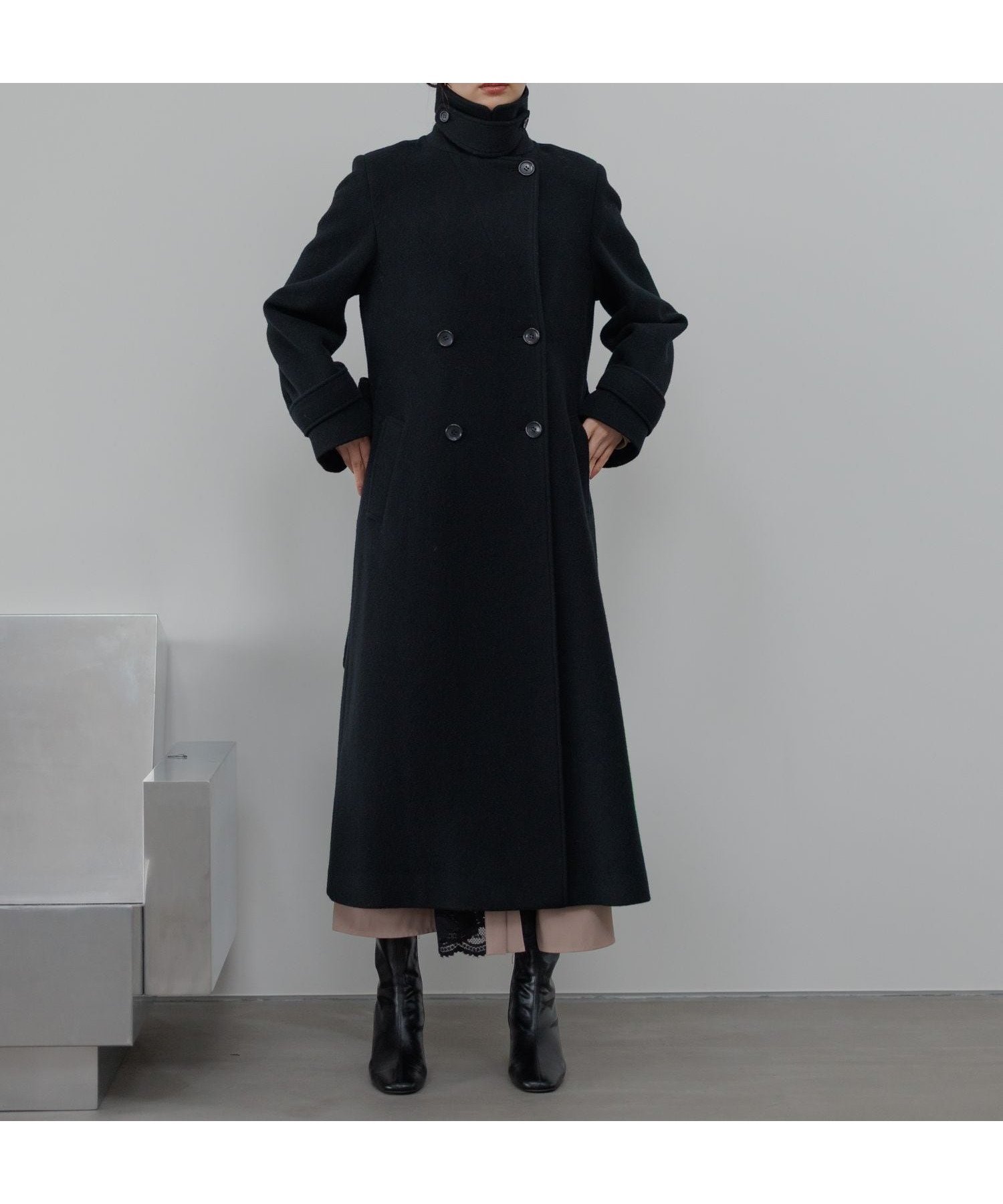 【アンデミュウ/Andemiu】のメルトンウールスタンドロングコート インテリア・キッズ・メンズ・レディースファッション・服の通販 founy(ファニー) 　ファッション　Fashion　レディースファッション　Fashion for Women　アウター　Coat / Outerwear Collection　コート・ロングコート・ピーコート　Long Coats, Peacoats & More　エレガント 上品　Elegant　スタンド　Stand Collar, Upright Stand　チェスター　Chester, Chester Coat　メルトン　Melton, Heavy Wool　ロング　Long, Long-Length　ブラック|ID: prp329100004692295 ipo3291000000033882445