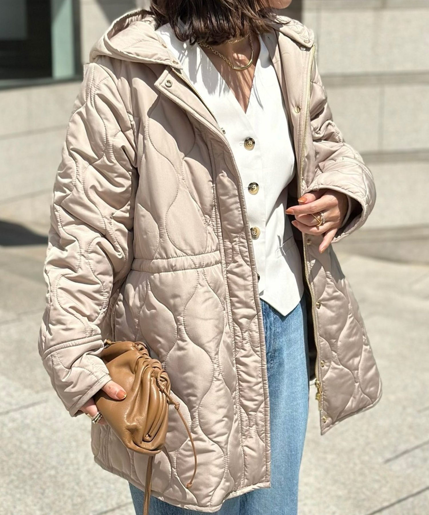 【スタイルドア/STYLEDOOR】のミリタリーキルティングドロストハーフコート インテリア・キッズ・メンズ・レディースファッション・服の通販 founy(ファニー) 　ファッション　Fashion　レディースファッション　Fashion for Women　アウター　Coat / Outerwear Collection　コート・ロングコート・ピーコート　Long Coats, Peacoats & More　秋　Autumn　クール　Cool, Chic　ジャケット　Jacket, Outerwear　ハーフ　Half, Half-Length　フェミニン　Feminine, Girly　防寒　Cold Protection, Winter-Ready　ミリタリー　Military, Army Style　ライナー　Liner, Inner Layer　おすすめ　Recommended / Our Picks　モカ|ID: prp329100004692343 ipo3291000000033999878