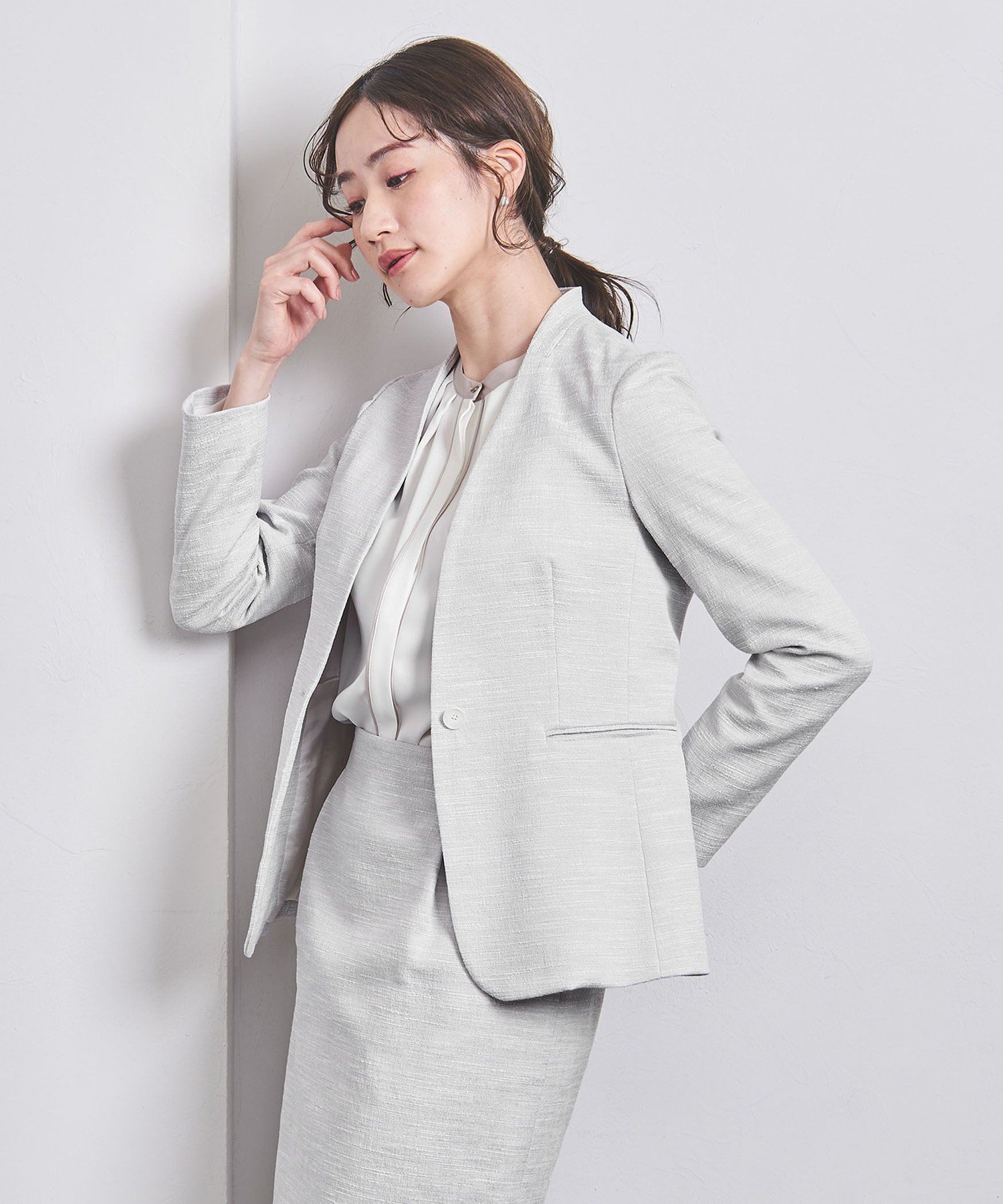 【ユナイテッドアローズ/UNITED ARROWS】のスラブ ノーラペル ジャケット 人気、トレンドファッション・服の通販 founy(ファニー) 　ファッション　Fashion　レディースファッション　Fashion for Women　アウター　Coat / Outerwear Collection　レディースジャケット・軽アウター　Jackets　ジャケット　Jacket, Outerwear　スタンド　Stand Collar, Upright Stand　セットアップ　Set-Up, Coordinated Outfit　ツイード　Twill, Twill Weave　フィット　Fit, Slim Fit　ポケット　Pocket, Pocket Detail　おすすめ　Recommended / Our Picks　セレモニー　Ceremony　ビジネス 仕事 通勤　Business / Work / Commuting　 other-1|ID: prp329100004692394 ipo3291000000033883092