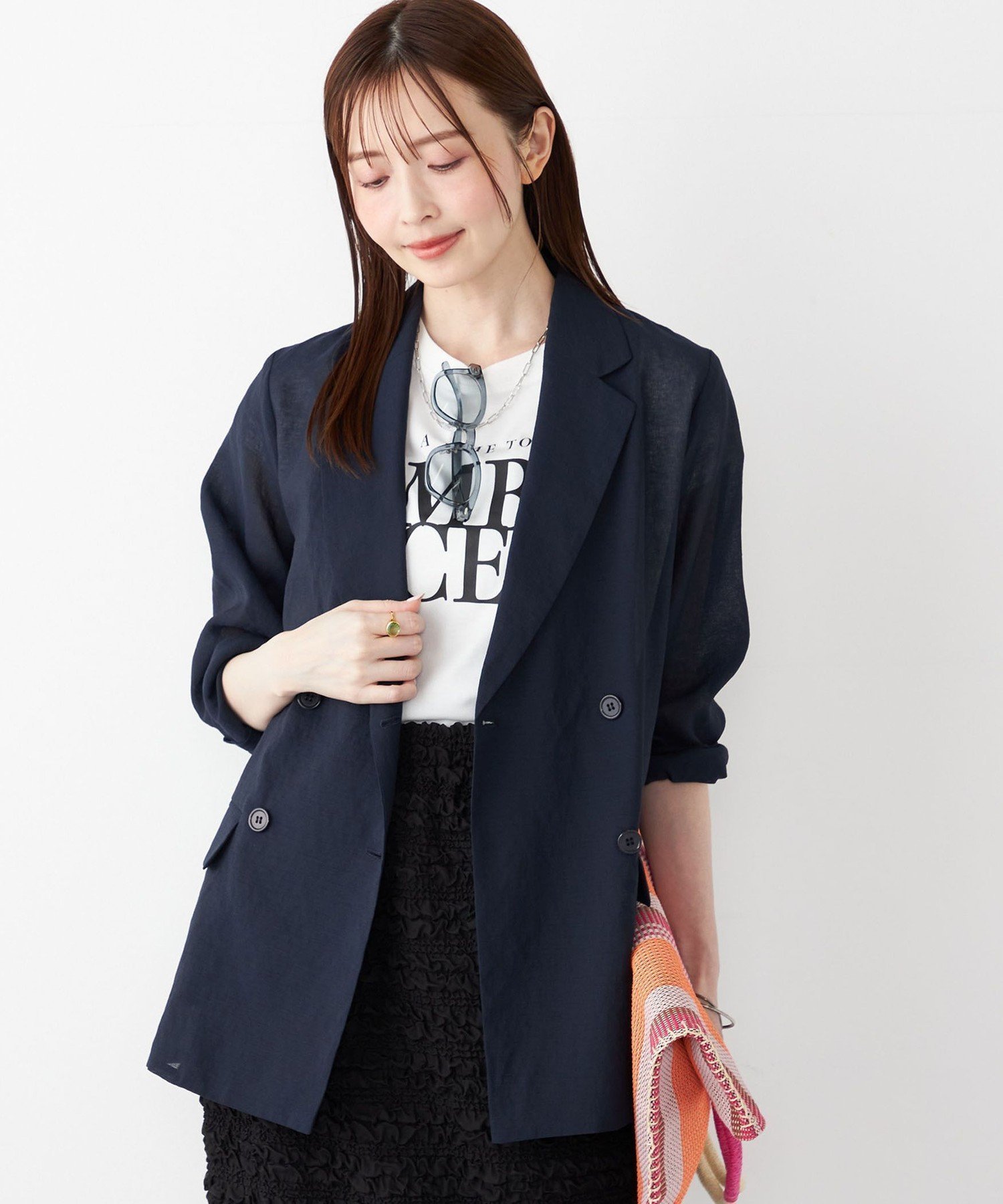 【シップス フォー ウィメン/SHIPS】のSHIPS Colors 手洗い可能 シアー リネンライク ダブルジャケット インテリア・キッズ・メンズ・レディースファッション・服の通販 founy(ファニー) 　ファッション　Fashion　レディースファッション　Fashion for Women　アウター　Coat / Outerwear Collection　レディースジャケット・軽アウター　Jackets　2025年　2025　2025春夏・S/S　Spring/Summer 2025 SS25　シアー　Sheer, See-Through　ジャケット　Jacket, Outerwear　ダブル　Double, Double-Breasted　リネン　Linen, Linen Fabric　ルーズ　Loose, Oversized　羽織　Haori, Light Jacket　ダークブルー|ID: prp329100004692402 ipo3291000000033883150