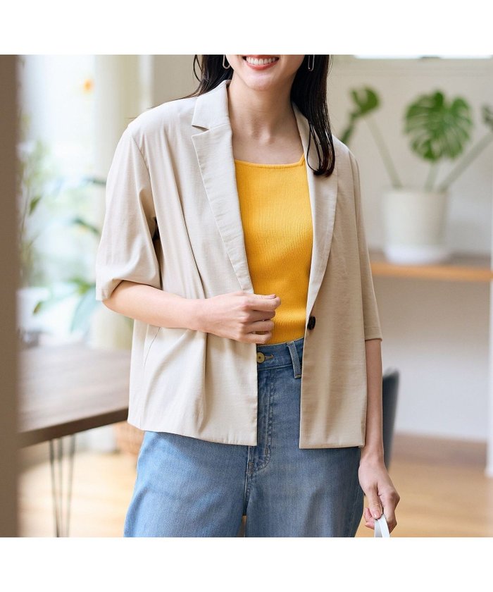 【エニー/ANY】の【洗濯機可/接触冷感/UVケア】清涼リラックス半袖ジャケット インテリア・キッズ・メンズ・レディースファッション・服の通販 founy(ファニー) https://founy.com/ ファッション Fashion レディースファッション Fashion for Women アウター Coat / Outerwear Collection レディースジャケット・軽アウター Jackets おすすめ Recommended / Our Picks ジャケット Jacket, Outerwear デニム Denim, Jeans Material トレンド Trend, Trending Now ブルゾン Blouson, Bomber Jacket リラックス Relax, Relaxed Fit ワッシャー Washer, Crinkled Finish 半袖 Short Sleeve, Half Sleeve |ID: prp329100004692497 ipo3291000000033883652