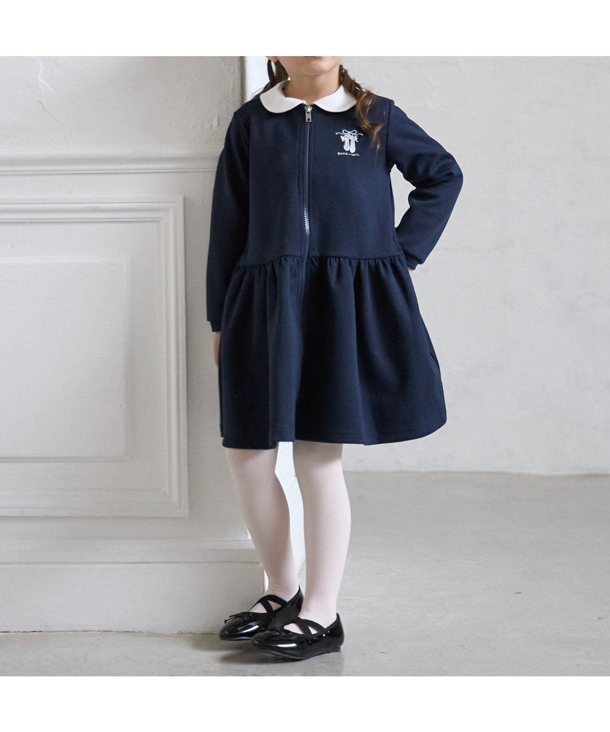 【ナルミヤ オンライン/NARUMIYA ONELINE / KIDS】の【バレエ】前あき衿ワンピース インテリア・キッズ・メンズ・レディースファッション・服の通販 founy(ファニー) 　ファッション　Fashion　キッズファッション　Fashion for Kids　ワンピース　Dresses　おすすめ　Recommended / Our Picks　バレエ　Ballet, Ballet Style　フレア　Flare, Flared　ポケット　Pocket, Pocket Detail　レギンス　Leggings, Stretch Pants　A/W・秋冬　Autumn/Winter　紺|ID: prp329100004692499 ipo3291000000034026057