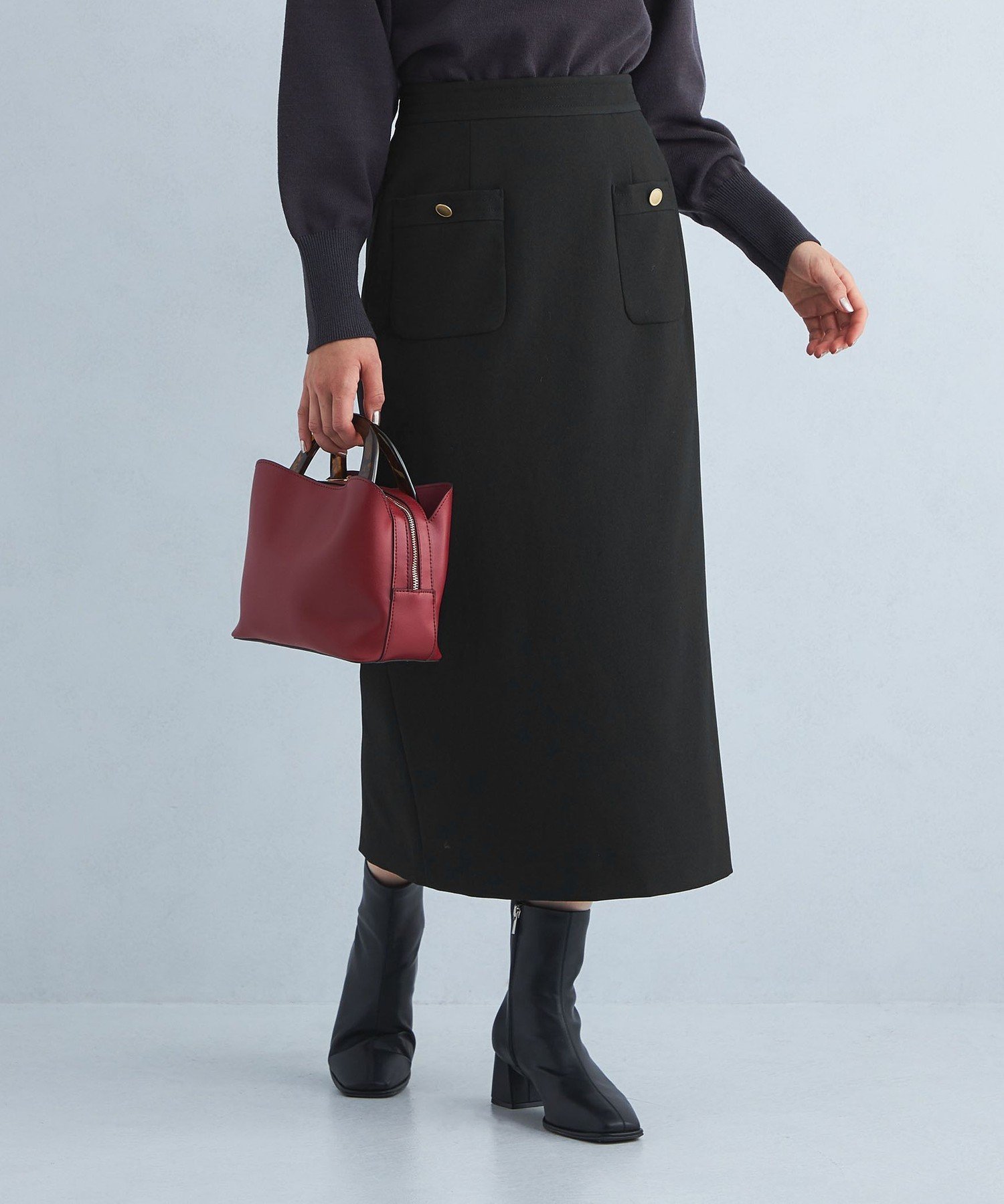 【ユナイテッドアローズ/UNITED ARROWS】のパッチポケット Iライン タイト スカート 人気、トレンドファッション・服の通販 founy(ファニー) 　ファッション　Fashion　レディースファッション　Fashion for Women　スカート　Skirts　秋　Autumn　ジャケット　Jacket, Outerwear　タイトスカート　Pencil Skirt, Tight Skirt　チェック　Check, Plaid, Tartan　パッチ　Patch, Appliqué　フロント　Front, Front Design　ポケット　Pocket, Pocket Detail　アウトレット　Outlet / Clearance　おすすめ　Recommended / Our Picks　ビジネス 仕事 通勤　Business / Work / Commuting　 other-1|ID: prp329100004692529 ipo3291000000034621101