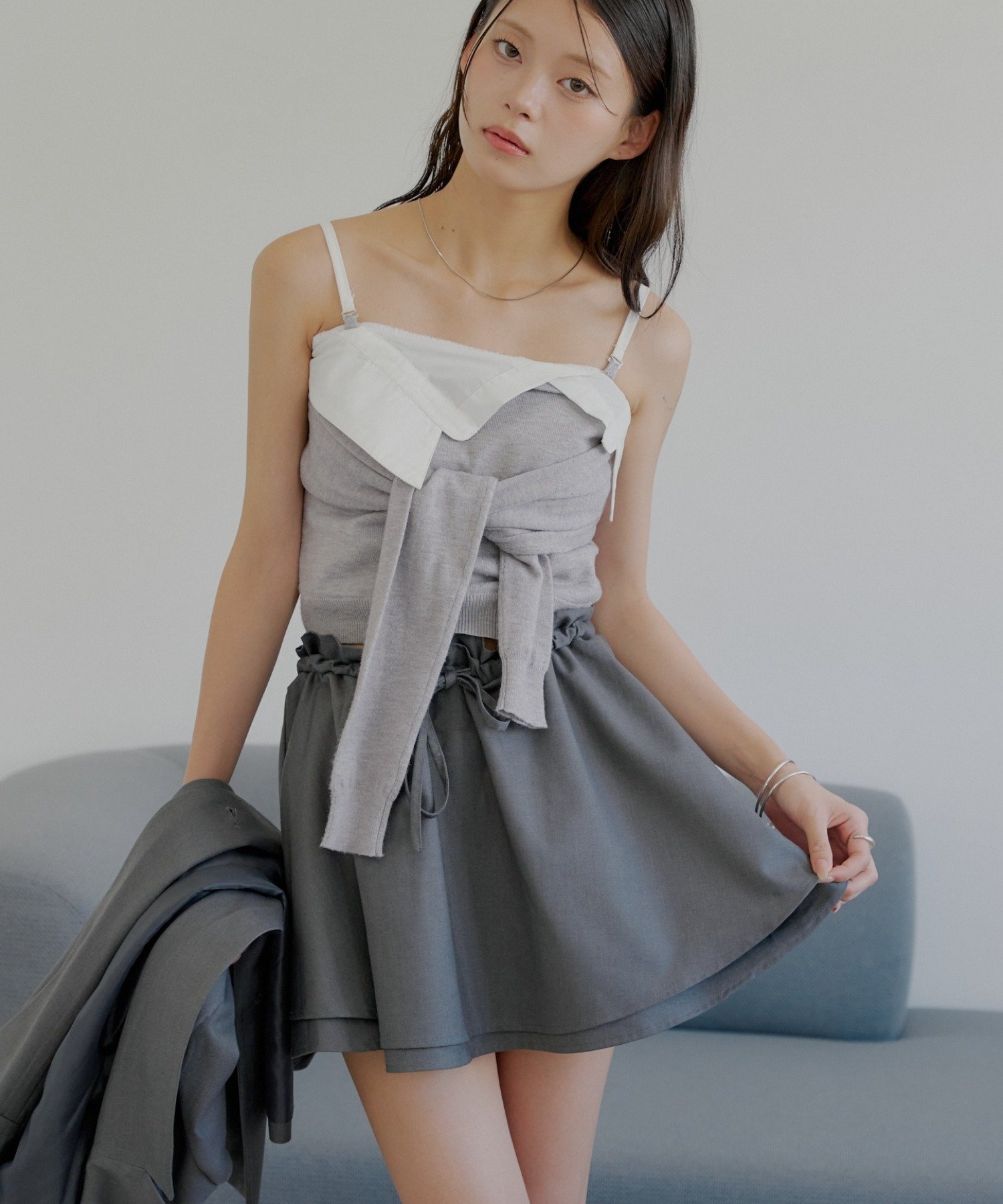 【パルグループ/PAL GROUP】の【Chico】フリルティアードレイヤードスカパン インテリア・キッズ・メンズ・レディースファッション・服の通販 founy(ファニー) 　ファッション　Fashion　レディースファッション　Fashion for Women　おすすめ　Recommended / Our Picks　インナー　Innerwear　ウエスタン　Western Style　コンパクト　Compact, Small Size　ショート　Short, Short Length　セットアップ　Set-Up, Coordinated Outfit　フリル　Frill, Ruffle　リボン　Ribbon, Bow　グレー|ID: prp329100004692599 ipo3291000000033884189