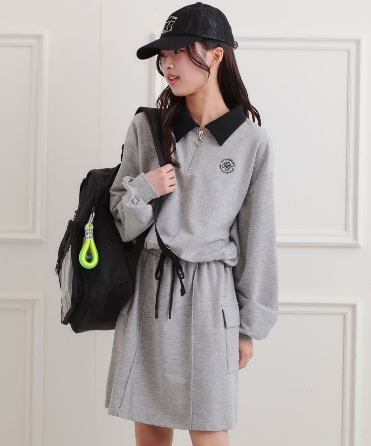 【ピンク ラテ/PINK-latte / KIDS】の【セットアップ】ハーフジップ+カーゴスカート 人気、トレンドファッション・服の通販 founy(ファニー) 　ファッション　Fashion　キッズファッション　Fashion for Kids　ガーリー　Girly, Feminine Style　シンプル　Simple, Minimal　スマート　Smart, Elegant　セットアップ　Set-Up, Coordinated Outfit　ポケット　Pocket, Pocket Detail　リラックス　Relax, Relaxed Fit　楽ちん　Easy Fit, Comfortable　ワンポイント　One Point, Statement Accent　再入荷　Restock / Back in Stock　おすすめ　Recommended / Our Picks　旅行　Travel　 other-1|ID: prp329100004692728 ipo3291000000034226110