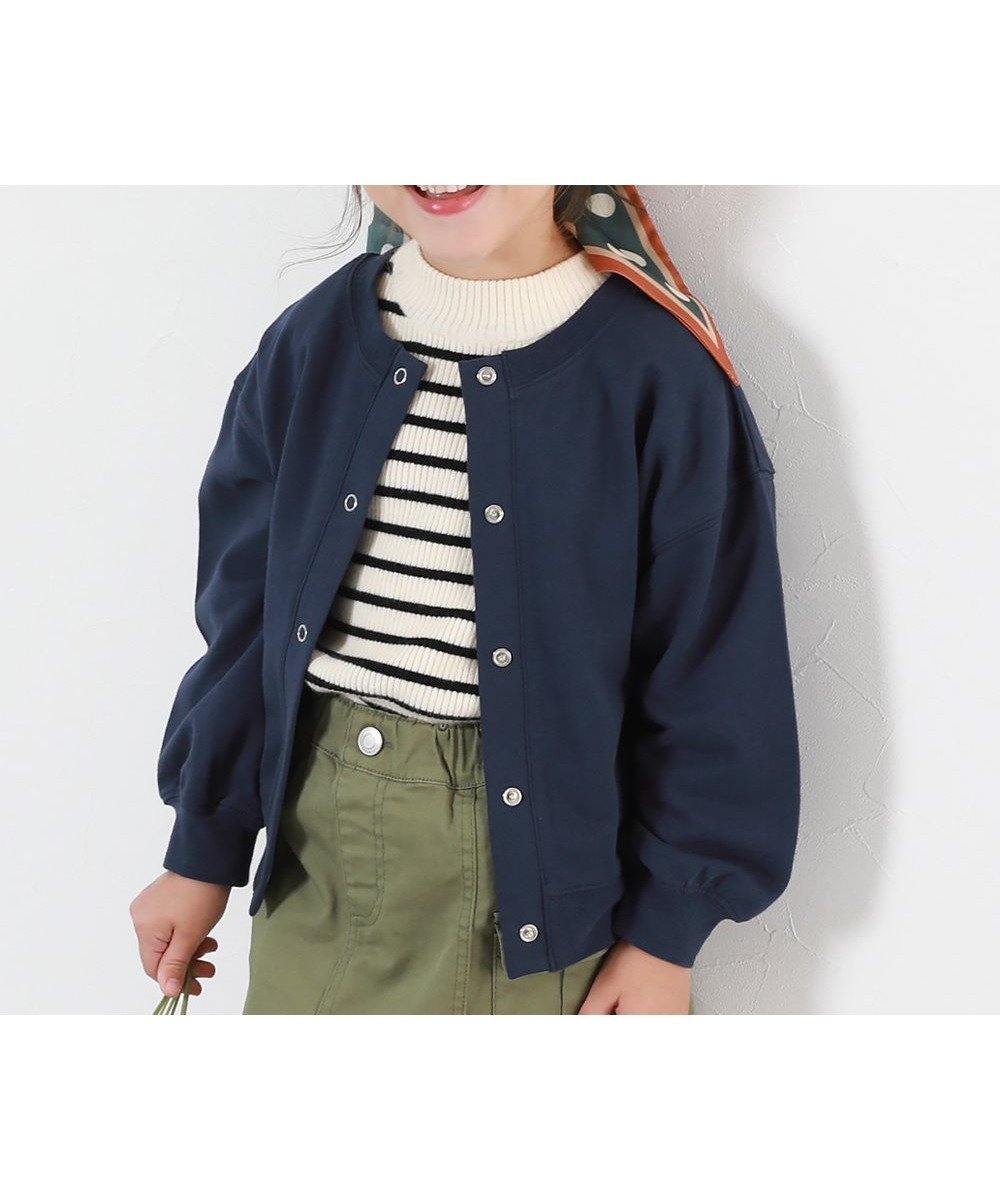 【デビロック/devirock / KIDS】の綿100% 2WAY カラーカーディガン カーディガン トップス 25AW インテリア・キッズ・メンズ・レディースファッション・服の通販 founy(ファニー) 　ファッション　Fashion　キッズファッション　Fashion for Kids　トップス・カットソー　Cut & Sew Tops　カーディガン　Cardigan, Knitwear　スウェット / スエット　Sweatshirt, Sweatwear　デニム　Denim, Jeans Material　トレンド　Trend, Trending Now　フリル　Frill, Ruffle　おすすめ　Recommended / Our Picks　2025年　2025　2025-2026秋冬・A/W　Autumn/Winter 2025–26 AW25–26　ネイビー|ID: prp329100004692749 ipo3291000000034075809