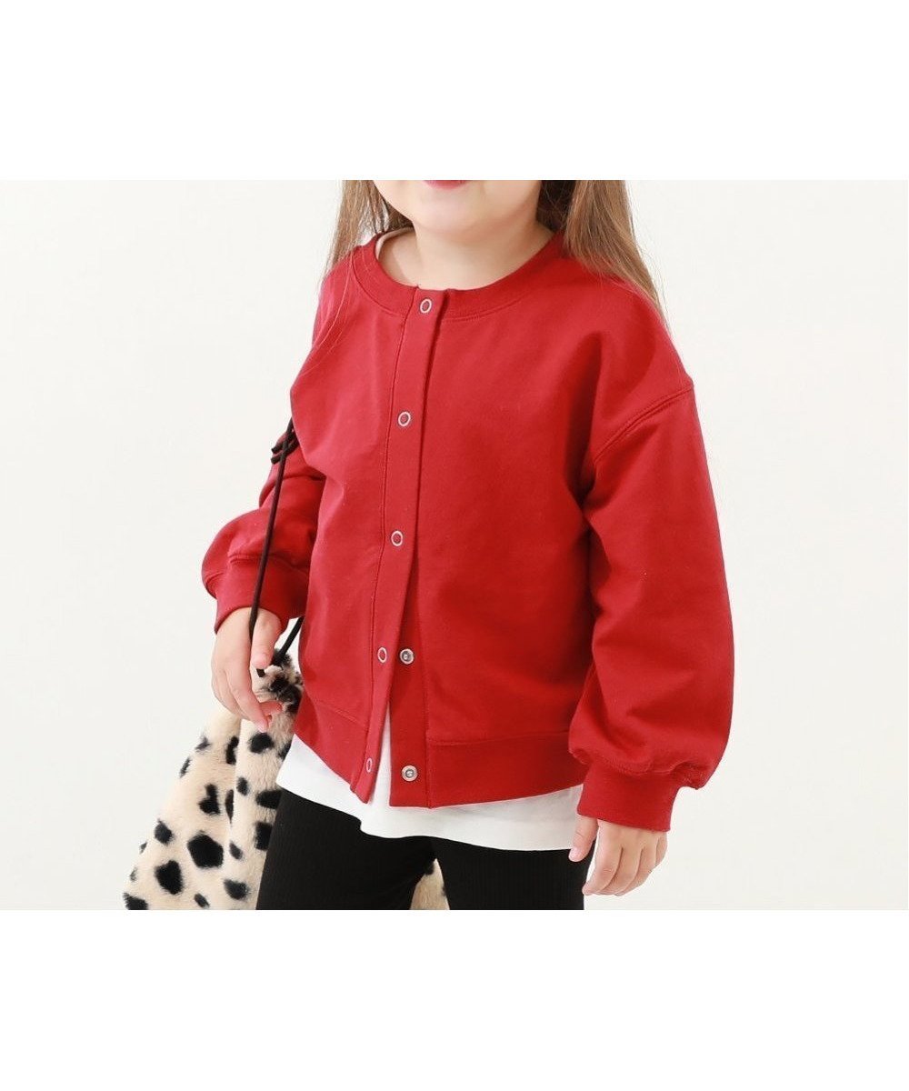 【デビロック/devirock / KIDS】の綿100% 2WAY カラーカーディガン カーディガン トップス 25AW インテリア・キッズ・メンズ・レディースファッション・服の通販 founy(ファニー) 　ファッション　Fashion　キッズファッション　Fashion for Kids　トップス・カットソー　Cut & Sew Tops　カーディガン　Cardigan, Knitwear　スウェット / スエット　Sweatshirt, Sweatwear　デニム　Denim, Jeans Material　トレンド　Trend, Trending Now　フリル　Frill, Ruffle　おすすめ　Recommended / Our Picks　2025年　2025　2025-2026秋冬・A/W　Autumn/Winter 2025–26 AW25–26　Dレッド|ID: prp329100004692749 ipo3291000000034075810