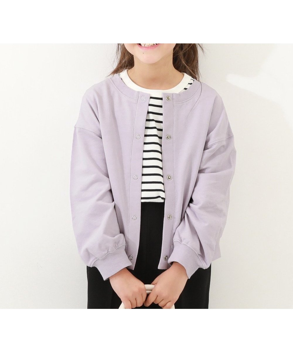 【デビロック/devirock / KIDS】の綿100% 2WAY カラーカーディガン カーディガン トップス 25AW インテリア・キッズ・メンズ・レディースファッション・服の通販 founy(ファニー) 　ファッション　Fashion　キッズファッション　Fashion for Kids　トップス・カットソー　Cut & Sew Tops　カーディガン　Cardigan, Knitwear　スウェット / スエット　Sweatshirt, Sweatwear　デニム　Denim, Jeans Material　トレンド　Trend, Trending Now　フリル　Frill, Ruffle　おすすめ　Recommended / Our Picks　2025年　2025　2025-2026秋冬・A/W　Autumn/Winter 2025–26 AW25–26　ライラック|ID: prp329100004692749 ipo3291000000034075814