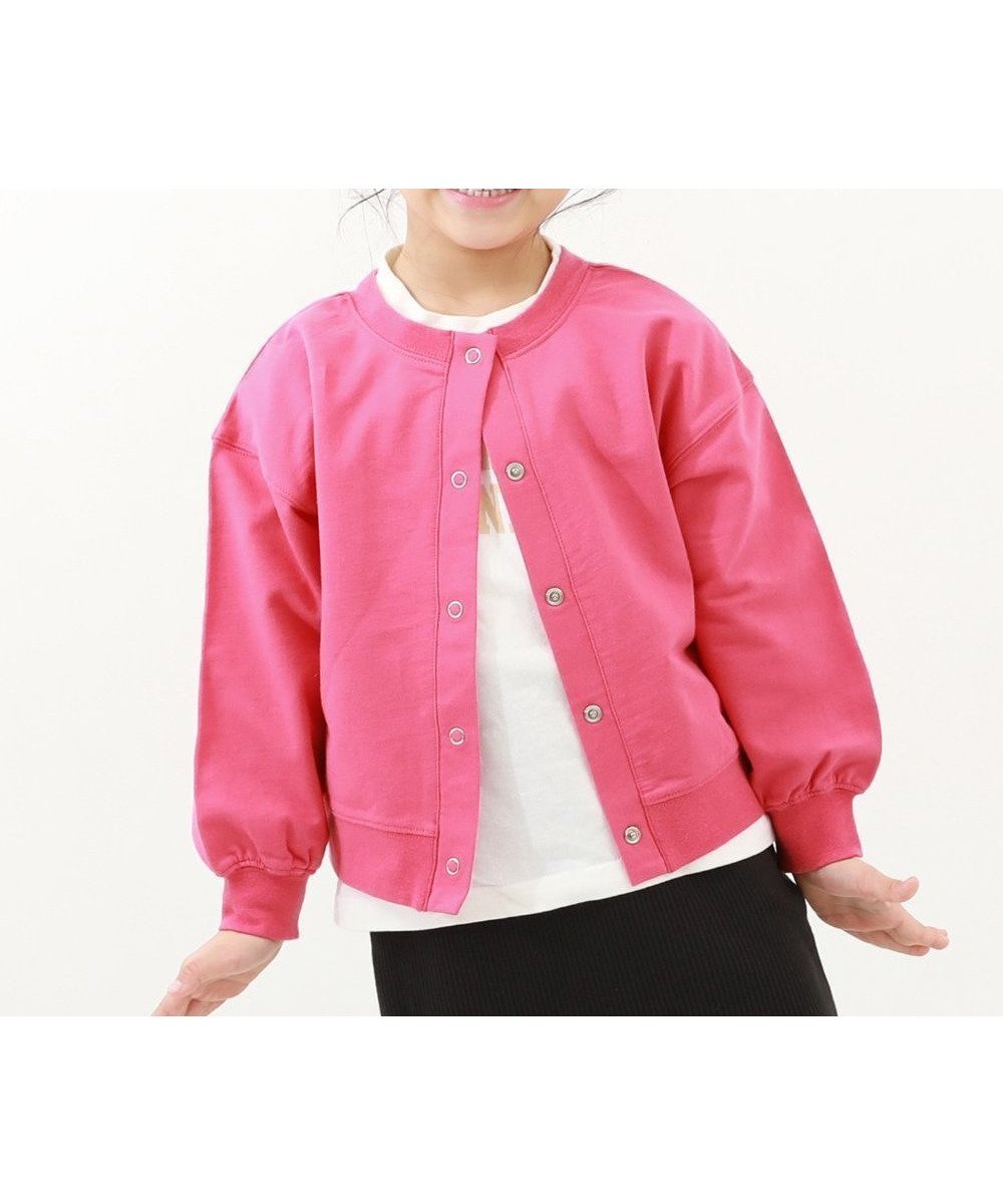 【デビロック/devirock / KIDS】の綿100% 2WAY カラーカーディガン カーディガン トップス 25AW インテリア・キッズ・メンズ・レディースファッション・服の通販 founy(ファニー) 　ファッション　Fashion　キッズファッション　Fashion for Kids　トップス・カットソー　Cut & Sew Tops　カーディガン　Cardigan, Knitwear　スウェット / スエット　Sweatshirt, Sweatwear　デニム　Denim, Jeans Material　トレンド　Trend, Trending Now　フリル　Frill, Ruffle　おすすめ　Recommended / Our Picks　2025年　2025　2025-2026秋冬・A/W　Autumn/Winter 2025–26 AW25–26　チェリーピンク|ID: prp329100004692749 ipo3291000000034075815