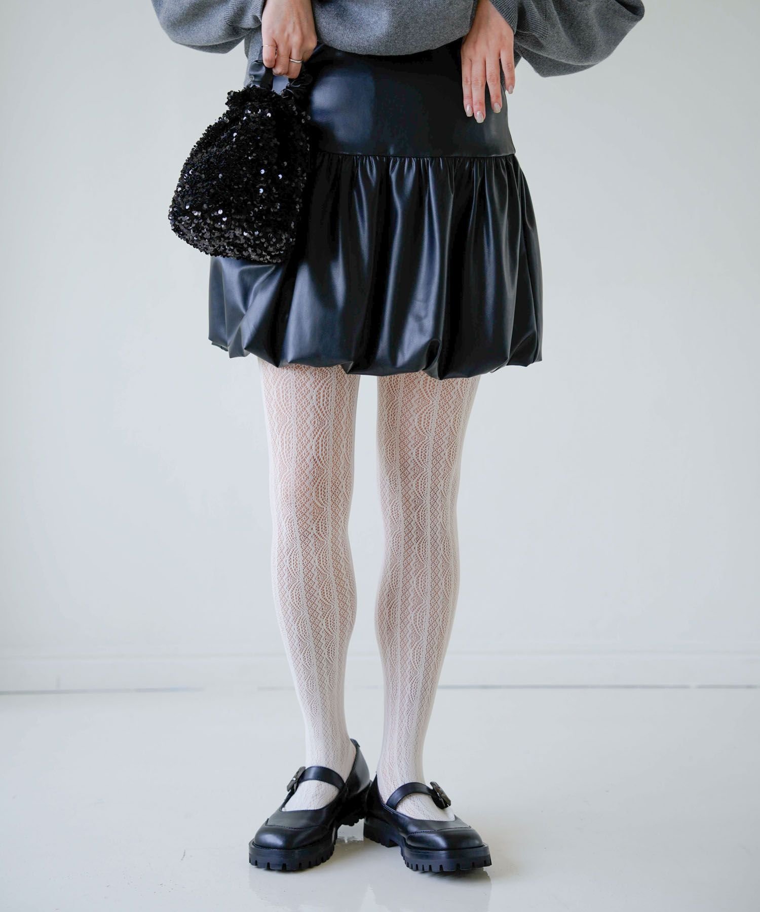 【ジーナシス/JEANASiS】のLeather Balloon Skirt インテリア・キッズ・メンズ・レディースファッション・服の通販 founy(ファニー) 　ファッション　Fashion　レディースファッション　Fashion for Women　スカート　Skirts　おすすめ　Recommended / Our Picks　ストレッチ　Stretch, Stretchy Fabric　タイツ　Tights, Legwear　トレンド　Trend, Trending Now　バルーン　Balloon, Balloon Silhouette　ミニスカート　Mini Skirt, Short Skirt　エレガント 上品　Elegant　ブラック|ID: prp329100004692795 ipo3291000000033885048