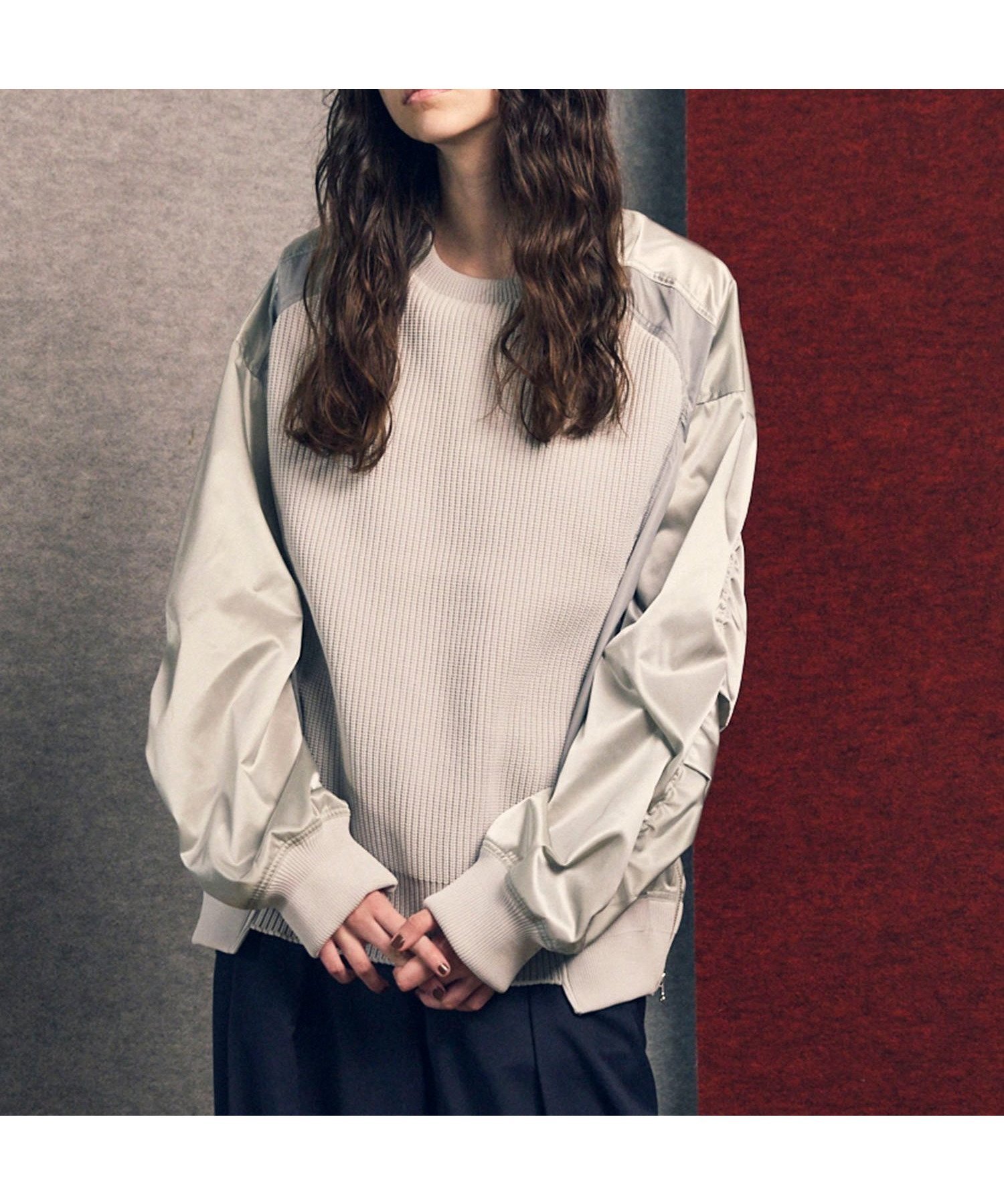 【メゾンスペシャル/MAISON SPECIAL】のKnit Combination Prime-Over Knit Pullover インテリア・キッズ・メンズ・レディースファッション・服の通販 founy(ファニー) 　ファッション　Fashion　レディースファッション　Fashion for Women　トップス・カットソー　Cut & Sew Tops　ニット　Knit Tops & Sweaters　カジュアルプルオーバー・ニットトップス　Pullovers & Knit Tops / Casual Pullovers　切替　Switching, Contrast Panel　ショルダー　Shoulder, Shoulder Strap　ジャケット　Jacket, Outerwear　ドロップ　Drop Shoulder, Dropped Style　ワイド　Wide, Wide Fit　SLV|ID: prp329100004692891 ipo3291000000033885414