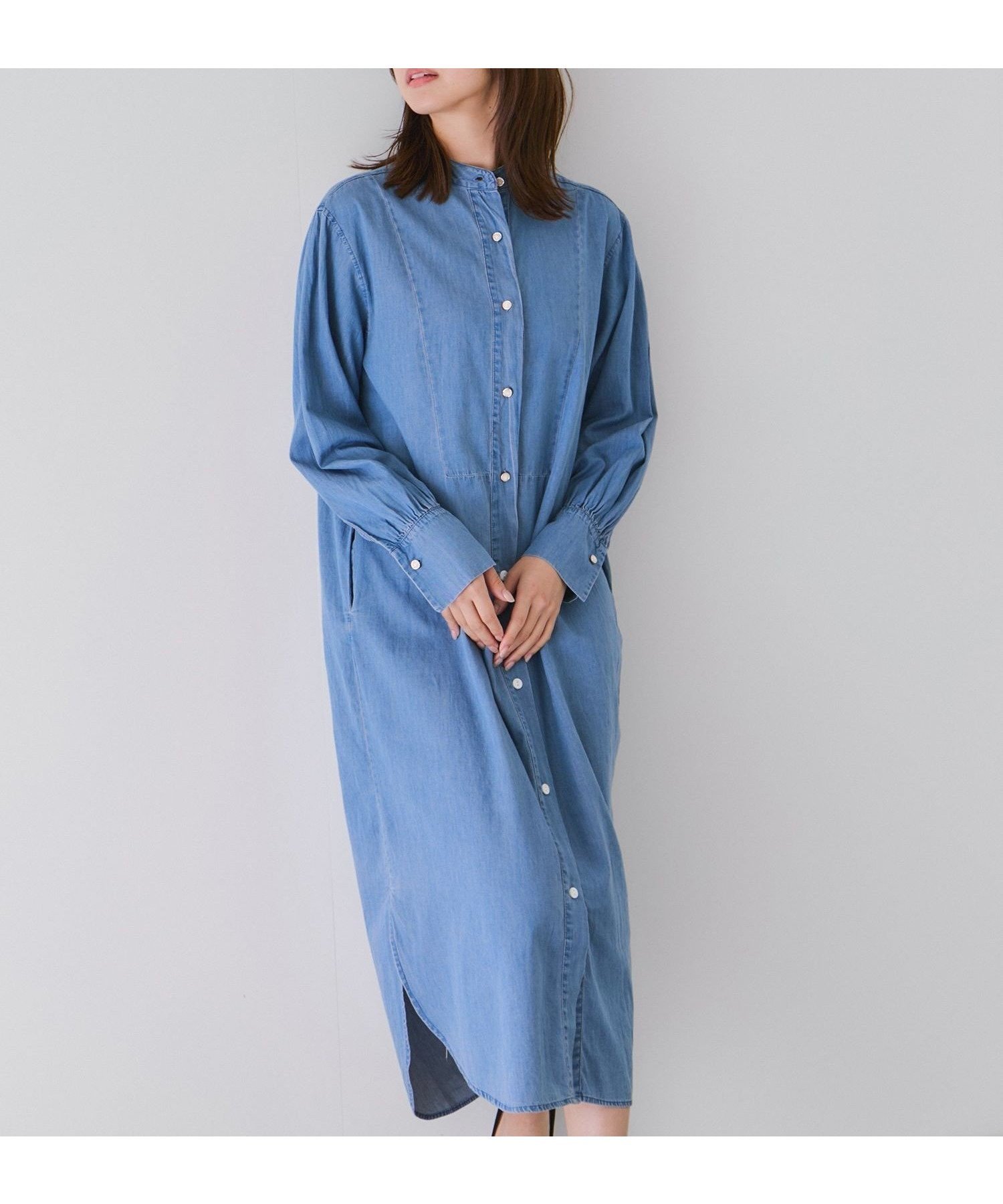 【ジャイロ/JAYRO】のロングデニムワンピース インテリア・キッズ・メンズ・レディースファッション・服の通販 founy(ファニー) 　ファッション　Fashion　レディースファッション　Fashion for Women　ワンピース　Dresses　ギャザー　Gathered, Ruffled　デニム　Denim, Jeans Material　パール　Pearl, Pearl Accent　ポケット　Pocket, Pocket Detail　羽織　Haori, Light Jacket　レギンス　Leggings, Stretch Pants　楽ちん　Easy Fit, Comfortable　冬　Winter / This Winter　A/W・秋冬　Autumn/Winter　旅行　Travel　エレガント 上品　Elegant　ネイビー系(42)|ID: prp329100004692944 ipo3291000000033990370