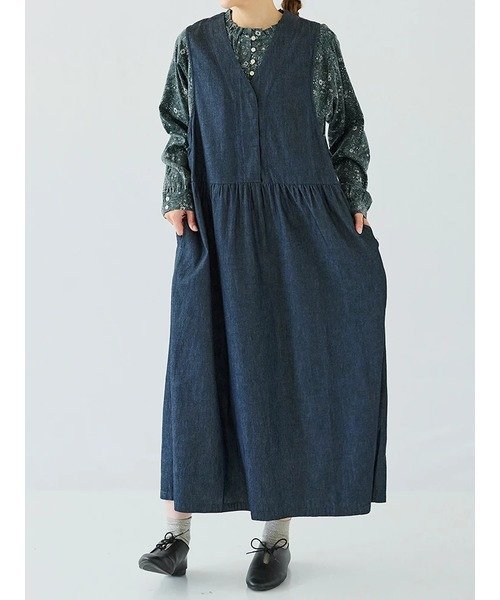 【ルディックパーク/LUDIC PARK】の先染めツイルジャンパースカート インテリア・キッズ・メンズ・レディースファッション・服の通販 founy(ファニー) 　ファッション　Fashion　レディースファッション　Fashion for Women　スカート　Skirts　おすすめ　Recommended / Our Picks　カットソー　Cut and Sewn Top　紺|ID: prp329100004692967 ipo3291000000033885715