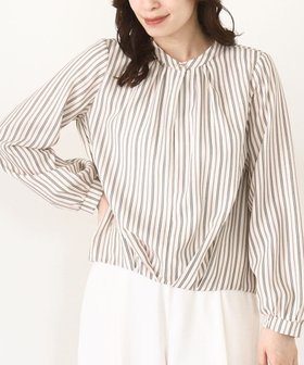 【オフオン/ofuon】のフロントタックデザインブラウス/洗える/WEB限定 人気、トレンドファッション・服の通販 founy(ファニー) ファッション Fashion レディースファッション Fashion for Women トップス・カットソー Cut & Sew Tops シャツ・ブラウス・オフィスカジュアル Elegant Blouses & Button-Ups おすすめ Recommended / Our Picks カフス Cuff Design ストライプ Stripe, Striped Pattern ボトム Bottoms, Lower Wear ビジネス 仕事 通勤 Business / Work / Commuting 冬 Winter / This Winter 夏 Summer 春 Spring 洗える Machine Washable 無地 Plain, Solid Color 秋 Autumn |ID:prp329100004693224