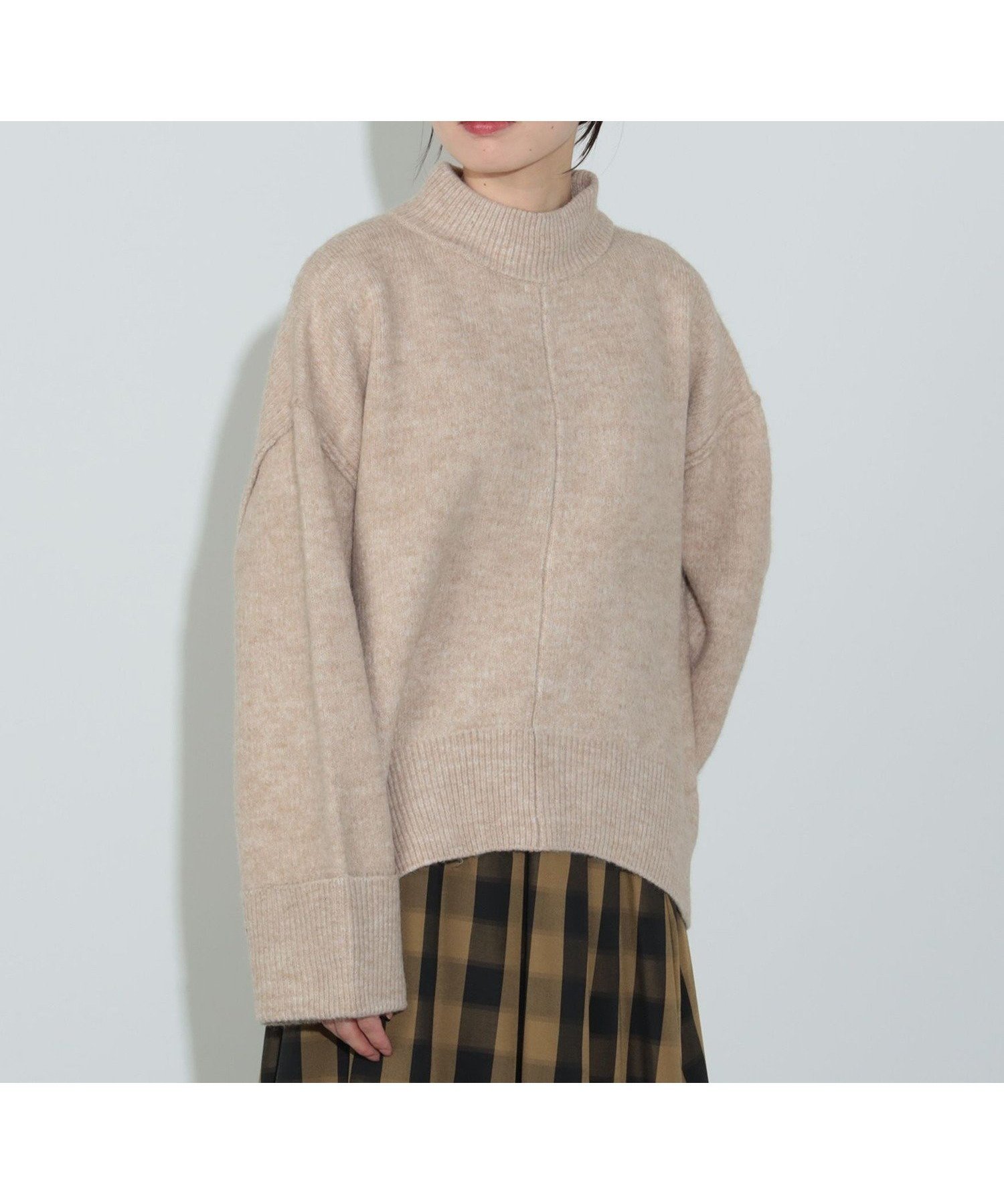 【ビームス ウイメン/BEAMS】のアウトリンキング プルオーバー(手洗い可能) インテリア・キッズ・メンズ・レディースファッション・服の通販 founy(ファニー) 　ファッション　Fashion　レディースファッション　Fashion for Women　トップス・カットソー　Cut & Sew Tops　カジュアルプルオーバー・ニットトップス　Pullovers & Knit Tops / Casual Pullovers　おすすめ　Recommended / Our Picks　デニム　Denim, Jeans Material　ハイネック　High Neck, Mock Neck　バランス　Balance, Style Balance　ルーズ　Loose, Oversized　ワイド　Wide, Wide Fit　定番　Standard, Basic Item　BEIGE|ID: prp329100004693249 ipo3291000000033887515