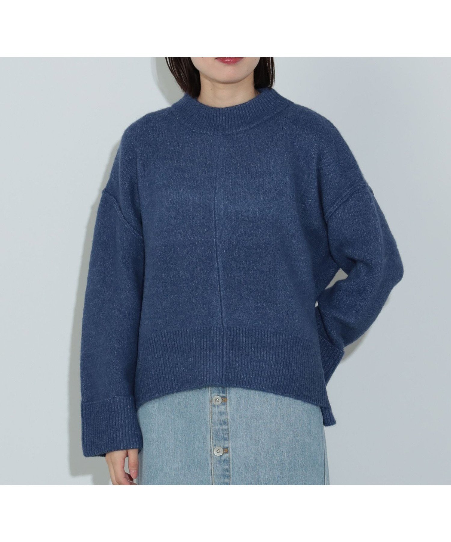 【ビームス ウイメン/BEAMS】のアウトリンキング プルオーバー(手洗い可能) インテリア・キッズ・メンズ・レディースファッション・服の通販 founy(ファニー) 　ファッション　Fashion　レディースファッション　Fashion for Women　トップス・カットソー　Cut & Sew Tops　カジュアルプルオーバー・ニットトップス　Pullovers & Knit Tops / Casual Pullovers　おすすめ　Recommended / Our Picks　デニム　Denim, Jeans Material　ハイネック　High Neck, Mock Neck　バランス　Balance, Style Balance　ルーズ　Loose, Oversized　ワイド　Wide, Wide Fit　定番　Standard, Basic Item　BLUE|ID: prp329100004693249 ipo3291000000033887519
