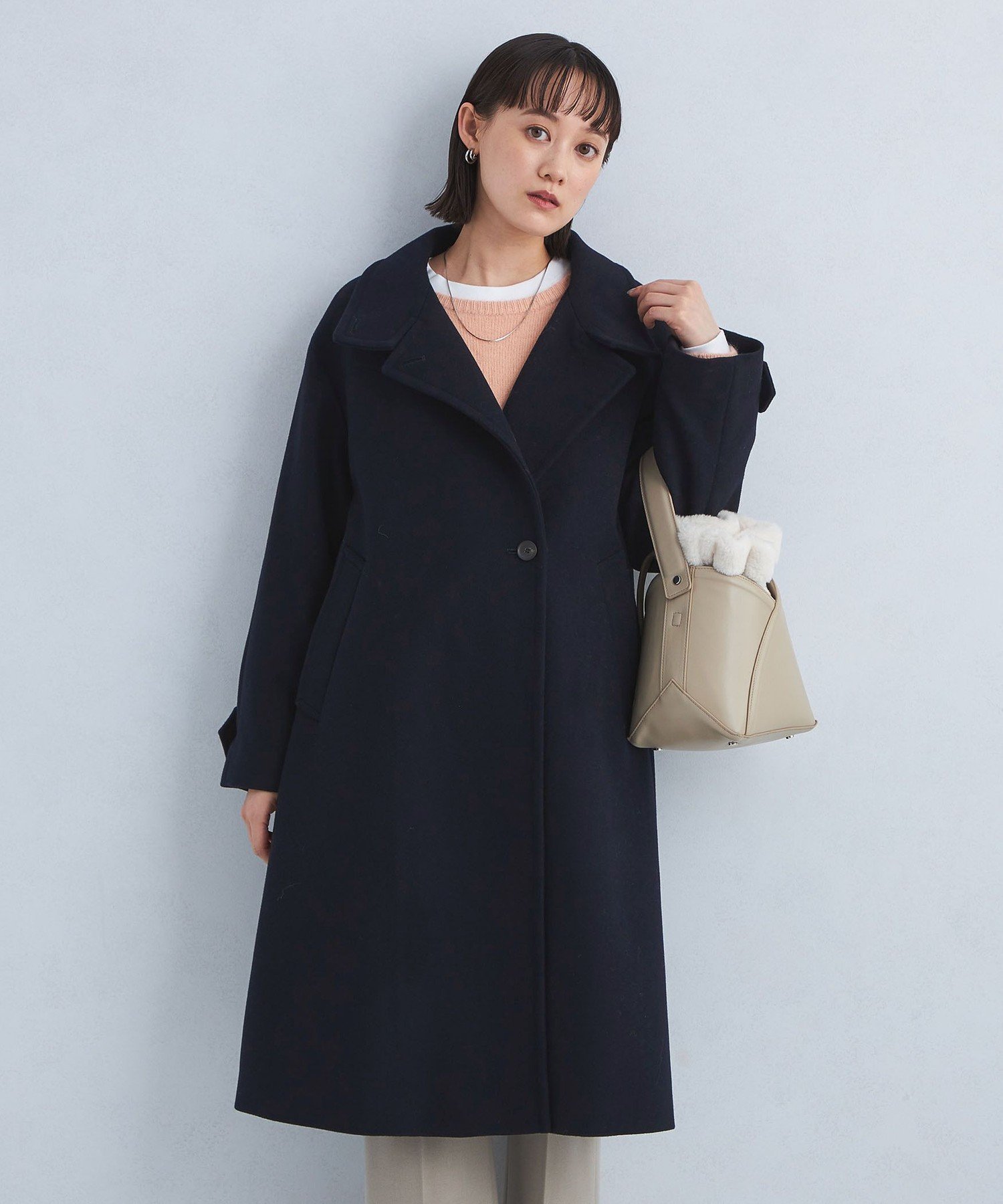 【ユナイテッドアローズ/UNITED ARROWS】のsize SHORT/TALLあり SENTDALE WOOL スタンドカラー ロング コート インテリア・キッズ・メンズ・レディースファッション・服の通販 founy(ファニー) 　ファッション　Fashion　レディースファッション　Fashion for Women　アウター　Coat / Outerwear Collection　コート・ロングコート・ピーコート　Long Coats, Peacoats & More　秋　Autumn　スタンド　Stand Collar, Upright Stand　フレア　Flare, Flared　フロント　Front, Front Design　マニッシュ　Mannish, Boyish　ミドル　Middle Length, Mid Height　メルトン　Melton, Heavy Wool　ロング　Long, Long-Length　ワイド　Wide, Wide Fit　冬　Winter / This Winter　おすすめ　Recommended / Our Picks　NAVY|ID: prp329100004693271 ipo3291000000033887625
