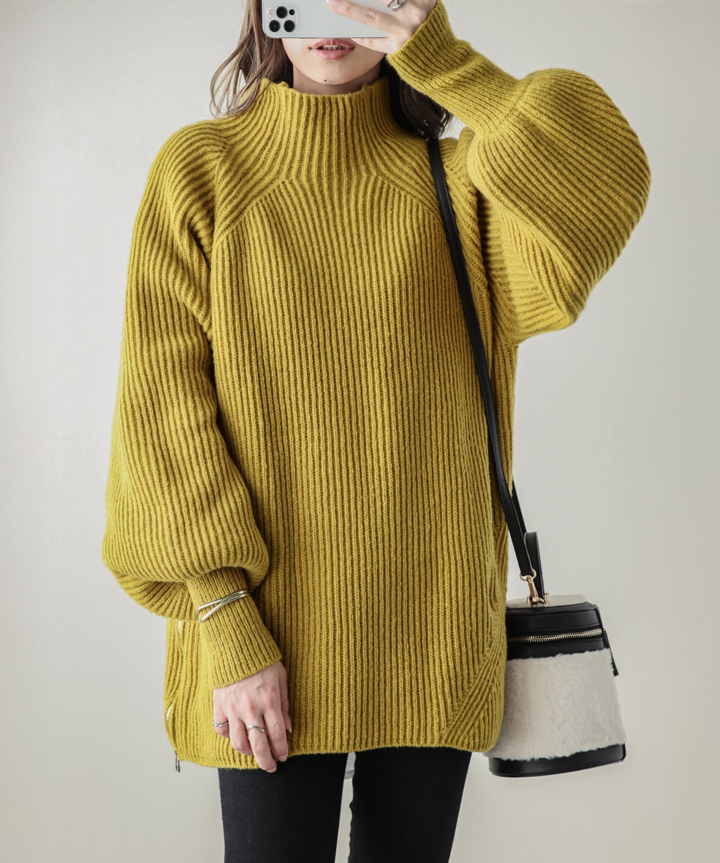 【ラジュール/Lajour】のサイドジップ オーバーサイズニット インテリア・キッズ・メンズ・レディースファッション・服の通販 founy(ファニー) 　ファッション　Fashion　レディースファッション　Fashion for Women　トップス・カットソー　Cut & Sew Tops　ニット　Knit Tops & Sweaters　おすすめ　Recommended / Our Picks　インナー　Innerwear　サイドジップ　Side Zip, Side Zipper　ショルダー　Shoulder, Shoulder Strap　ドロップ　Drop Shoulder, Dropped Style　マスタード|ID: prp329100004693283 ipo3291000000033887665