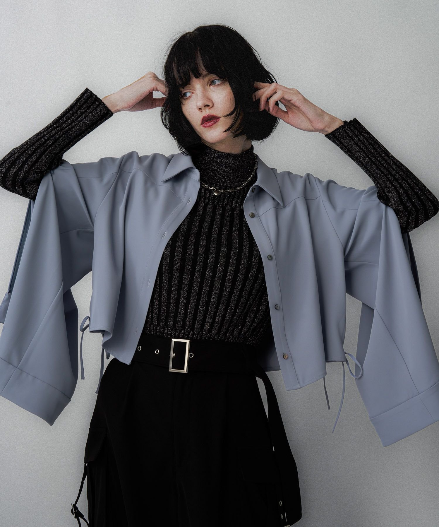 【ハレ/HARE】のJAPOMODE2WAYシャツ インテリア・キッズ・メンズ・レディースファッション・服の通販 founy(ファニー) 　ファッション　Fashion　レディースファッション　Fashion for Women　トップス・カットソー　Cut & Sew Tops　シャツ・ブラウス・オフィスカジュアル　Elegant Blouses & Button-Ups　アクセサリー　Fashion Accessories　ウェーブ　Wavy Pattern　クール　Cool, Chic　ショート　Short, Short Length　ジップ　Zip, Zipper　ストレート　Straight, Straight Cut　スリーブ　Sleeve, Long Sleeve / Short Sleeve　デコルテ　Décolleté, Neckline　フレア　Flare, Flared　無地　Plain, Solid Color　リラックス　Relax, Relaxed Fit　おすすめ　Recommended / Our Picks　夏　Summer　ブルー82|ID: prp329100004693342 ipo3291000000034124636