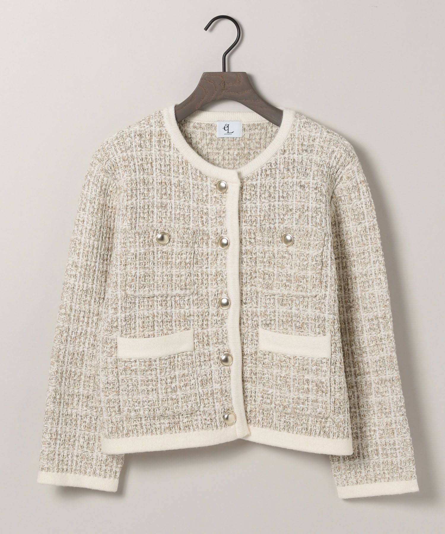 【ジーナシス/JEANASiS】の5G Jacket Cardigan インテリア・キッズ・メンズ・レディースファッション・服の通販 founy(ファニー) 　ファッション　Fashion　レディースファッション　Fashion for Women　トップス・カットソー　Cut & Sew Tops　カーディガン・羽織り　Layered Style Cardigans　おすすめ　Recommended / Our Picks　クラシカル　Classical, Vintage-Inspired　クラシック　Classic, Timeless Style　ジャケット　Jacket, Outerwear　セットアップ　Set-Up, Coordinated Outfit　ツイード　Twill, Twill Weave　デニム　Denim, Jeans Material　バランス　Balance, Style Balance　ミックス　Mix, Mixed Style　ヴィンテージ　Vintage Style　アイボリー|ID: prp329100004693398 ipo3291000000033888717