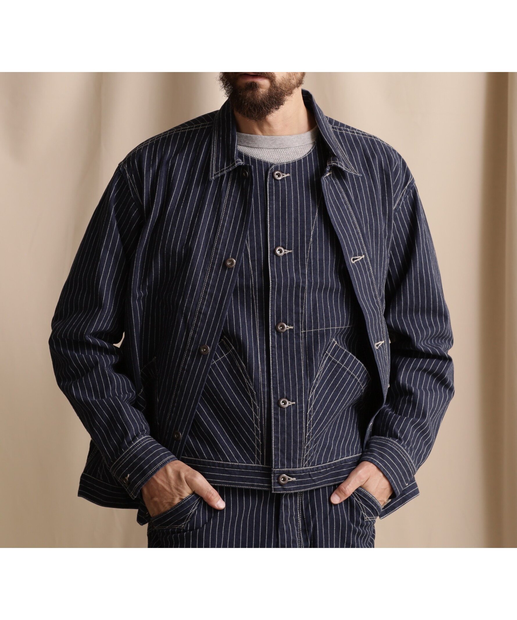 【ショット/Schott / MEN】のOLD HICKORY DENIM JACKET/オールドヒッコリーデニムジャケット インテリア・キッズ・メンズ・レディースファッション・服の通販 founy(ファニー) 　ファッション　Fashion　メンズファッション　Fashion for Men　インディゴ　Indigo Denim　ストライプ　Stripe, Striped Pattern　バランス　Balance, Style Balance　プリント　Print, Printed Pattern　インディゴ7|ID: prp329100004693456 ipo3291000000033889149