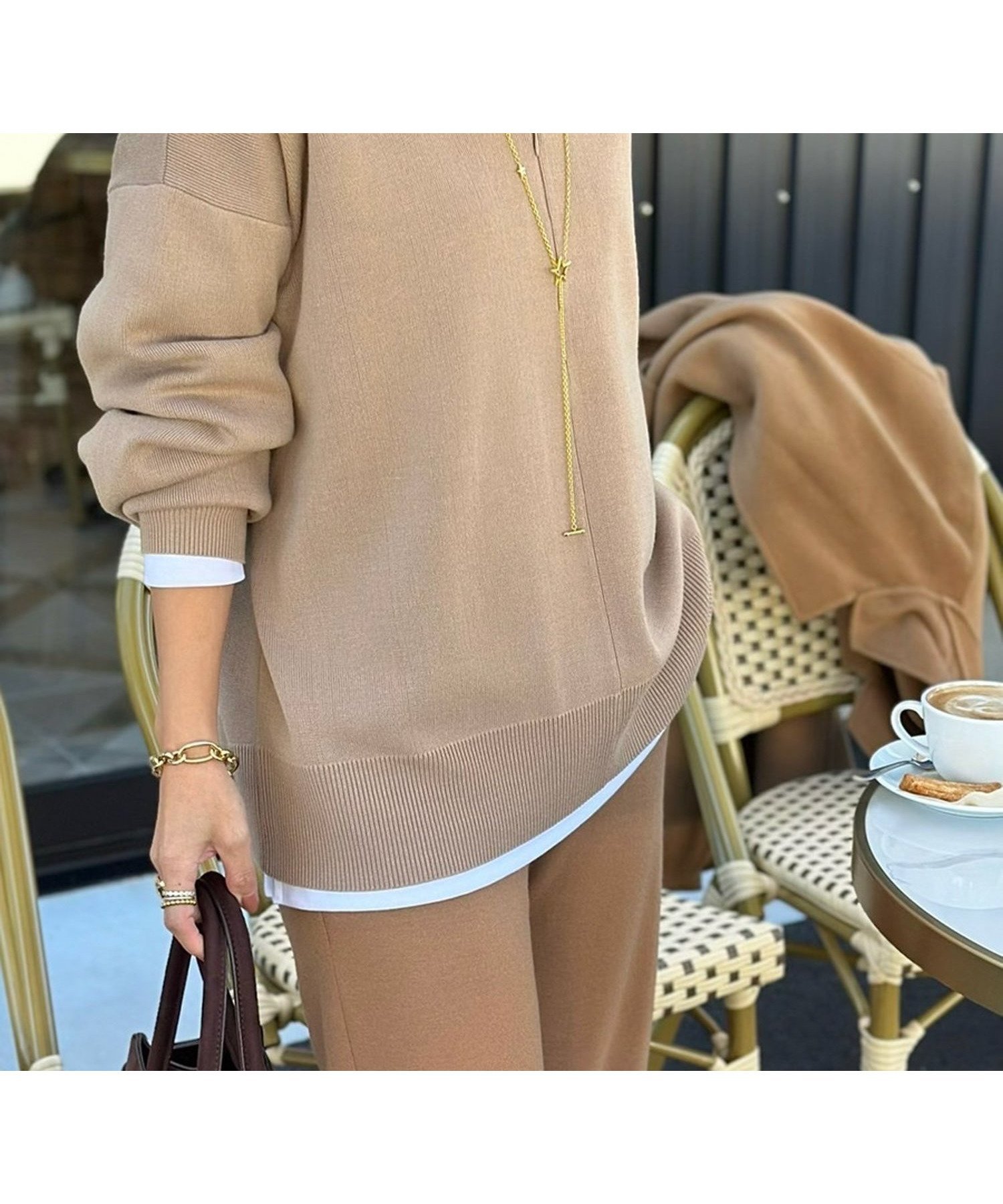 【スタイルドア/STYLEDOOR】のフロント2wayニットプルオーバー インテリア・キッズ・メンズ・レディースファッション・服の通販 founy(ファニー) 　ファッション　Fashion　レディースファッション　Fashion for Women　トップス・カットソー　Cut & Sew Tops　ニット　Knit Tops & Sweaters　カジュアルプルオーバー・ニットトップス　Pullovers & Knit Tops / Casual Pullovers　インナー　Innerwear　キャミソール　Camisole, Spaghetti Strap Top　クール　Cool, Chic　サテン　Satin, Glossy Fabric　シンプル　Simple, Minimal　タンク　Tank Top, Sleeveless Top　タートル　Turtleneck, Turtle Collar　デニム　Denim, Jeans Material　フロント　Front, Front Design　ベーシック　Basic, Essential　ボトム　Bottoms, Lower Wear　ボーダー　Border, Stripe　無地　Plain, Solid Color　ワイド　Wide, Wide Fit　ベージュ|ID: prp329100004693469 ipo3291000000034030253