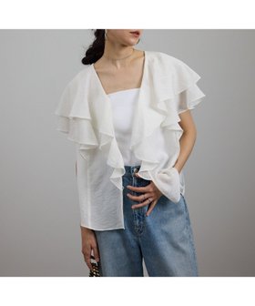 【サロン アダム エ ロペ/SALON adam et rope'】のシルクブレンドラッフルカラーブラウス 人気、トレンドファッション・服の通販 founy(ファニー) ファッション Fashion レディースファッション Fashion for Women トップス・カットソー Cut & Sew Tops シャツ・ブラウス・オフィスカジュアル Elegant Blouses & Button-Ups 春 Spring カーゴパンツ Cargo Pants, Utility Pants シルク Silk, 100% Silk スラックス Slacks, Dress Pants スリット Slit, Slit Detail スリーブ Sleeve, Long Sleeve / Short Sleeve タンブラー Tumbler, Travel Mug デニム Denim, Jeans Material フェミニン Feminine, Girly フレア Flare, Flared ポケット Pocket, Pocket Detail 羽織 Haori, Light Jacket ミックス Mix, Mixed Style ラッフル Ruffle, Frill S/S・春夏 SS, Spring/Summer, Warm Season おすすめ Recommended / Our Picks 夏 Summer エレガント 上品 Elegant |ID:prp329100004693545