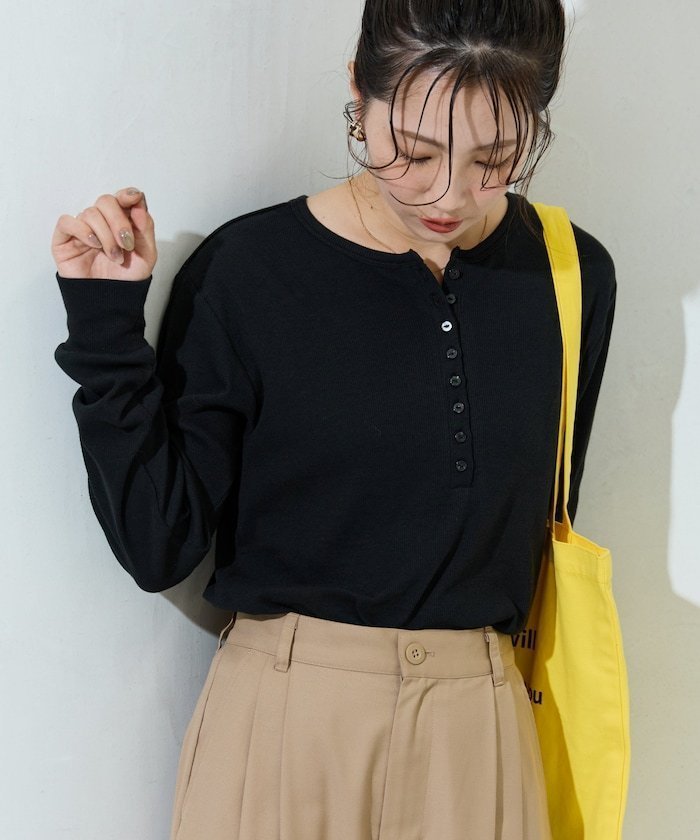【フリークスストア/FREAK'S STORE】のGinger ヘンリーネック ロング スリーブ トップス【限定展開】 25AW インテリア・キッズ・メンズ・レディースファッション・服の通販 founy(ファニー) 　ファッション　Fashion　レディースファッション　Fashion for Women　トップス・カットソー　Cut & Sew Tops　2025年　2025　2025-2026秋冬・A/W　Autumn/Winter 2025–26 AW25–26　冬　Winter / This Winter　おすすめ　Recommended / Our Picks　インナー　Innerwear　スリーブ　Sleeve, Long Sleeve / Short Sleeve　フィット　Fit, Slim Fit　プチプライス・低価格　Affordable / Budget Price　ベーシック　Basic, Essential　ロング　Long, Long-Length　抗菌　Antibacterial, Bacteria-Resistant　A/W・秋冬　Autumn/Winter　ブラック|ID: prp329100004693656 ipo3291000000034284201