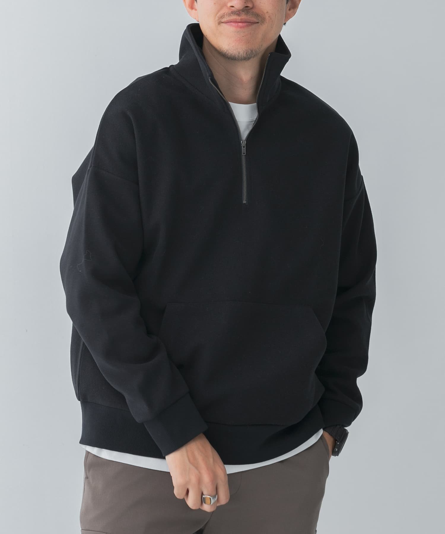 【アイテムズ アーバンリサーチ/ITEMS URBAN RESEARCH / MEN】の高機能ジャージーメルトンハーフzipプルオーバー インテリア・キッズ・メンズ・レディースファッション・服の通販 founy(ファニー) 　ファッション　Fashion　メンズファッション　Fashion for Men　トップス・カットソー　Cut & Sew Tops　2024年　2024　2024-2025秋冬・A/W　Autumn/Winter 2024–25 AW24–25　冬　Winter / This Winter　メルトン　Melton, Heavy Wool　リラックス　Relax, Relaxed Fit　人気　Popular, Best Seller　A/W・秋冬　Autumn/Winter　BLK|ID: prp329100004693657 ipo3291000000033891101