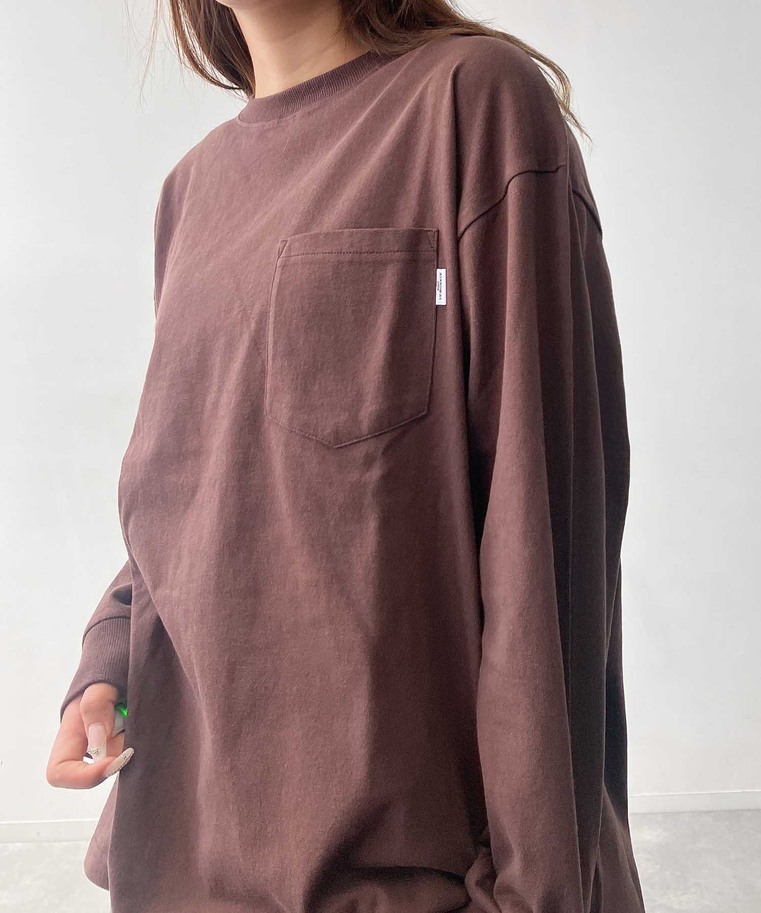 【アズノウアズ プラス/AS KNOW AS plus】の♪ポケット付き コットンシンプルロンT インテリア・キッズ・メンズ・レディースファッション・服の通販 founy(ファニー) 　ファッション　Fashion　レディースファッション　Fashion for Women　トップス・カットソー　Cut & Sew Tops　ロングTシャツ・Tシャツ　Longline T-Shirts & Tees　インナー　Innerwear　サロペット　Overalls, Salopette　シンプル　Simple, Minimal　長袖　Long Sleeve, Full Sleeve　バランス　Balance, Style Balance　ビスチェ　Bustier, Corset Top　ベスト　Vest, Waistcoat　ポケット　Pocket, Pocket Detail　再入荷　Restock / Back in Stock　ブラウン|ID: prp329100004693672 ipo3291000000033891245