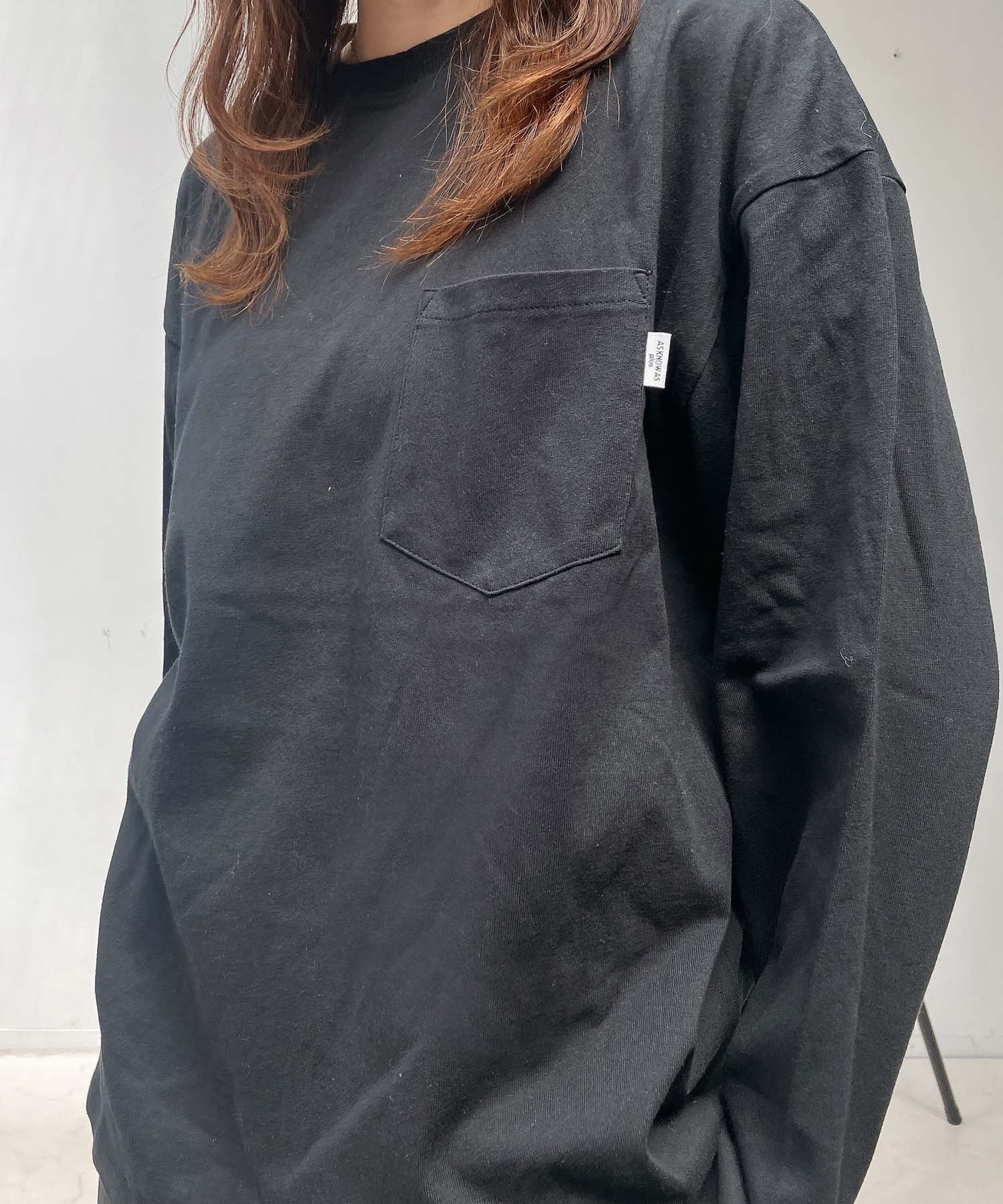 【アズノウアズ プラス/AS KNOW AS plus】の♪ポケット付き コットンシンプルロンT インテリア・キッズ・メンズ・レディースファッション・服の通販 founy(ファニー) 　ファッション　Fashion　レディースファッション　Fashion for Women　トップス・カットソー　Cut & Sew Tops　ロングTシャツ・Tシャツ　Longline T-Shirts & Tees　インナー　Innerwear　サロペット　Overalls, Salopette　シンプル　Simple, Minimal　長袖　Long Sleeve, Full Sleeve　バランス　Balance, Style Balance　ビスチェ　Bustier, Corset Top　ベスト　Vest, Waistcoat　ポケット　Pocket, Pocket Detail　再入荷　Restock / Back in Stock　ブラック|ID: prp329100004693672 ipo3291000000033891252