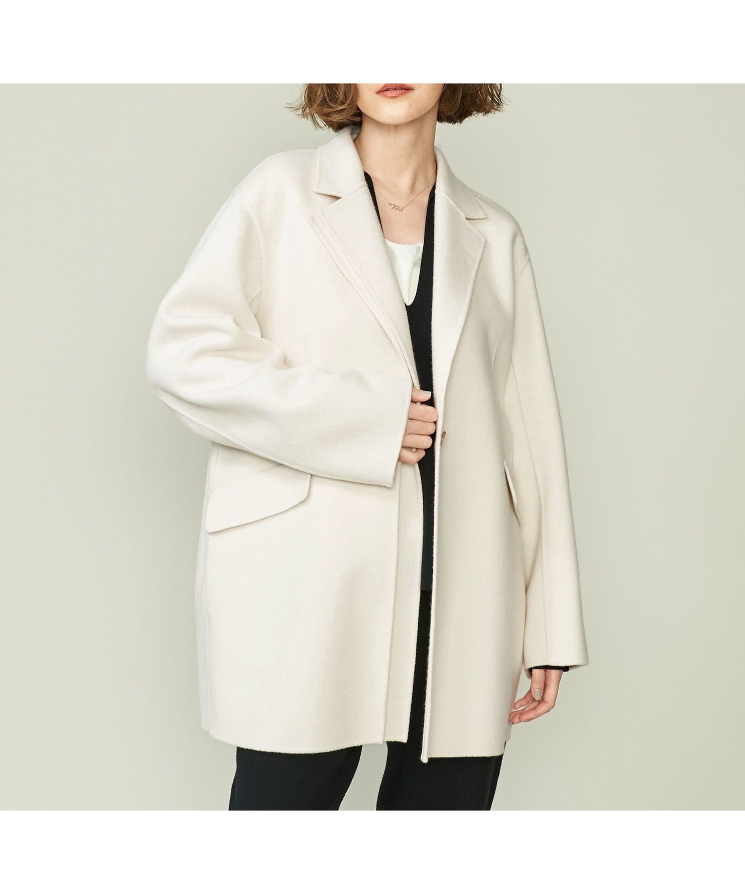 【ユナイテッドアローズ/UNITED ARROWS】のconte ダブルラペル リバーコート インテリア・キッズ・メンズ・レディースファッション・服の通販 founy(ファニー) 　ファッション　Fashion　レディースファッション　Fashion for Women　アウター　Coat / Outerwear Collection　コート・ロングコート・ピーコート　Long Coats, Peacoats & More　アシンメトリー　Asymmetrical Style　ダブル　Double, Double-Breasted　フェイス　Face, Facial Design　ミドル　Middle Length, Mid Height　OFF WHITE|ID: prp329100004693680 ipo3291000000033891297