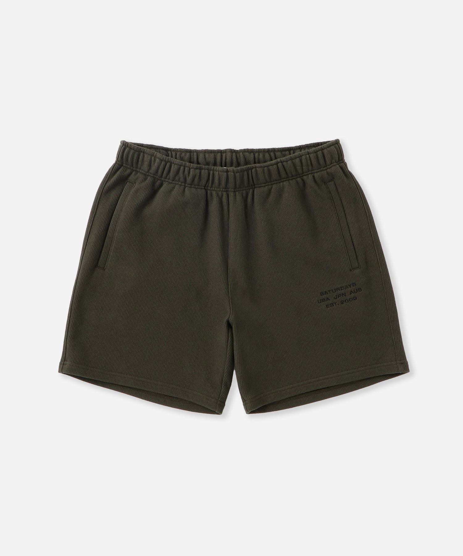 【サタデイズ ニューヨークシティ/SATURDAYS NYC】のAustin Dobby Weave International Sweatshort インテリア・キッズ・メンズ・レディースファッション・服の通販 founy(ファニー) 　ファッション　Fashion　レディースファッション　Fashion for Women　トップス・カットソー　Cut & Sew Tops　レディースパーカー・カジュアルフーディー　Casual Hoodies & Sweatshirts　スウェット・クルーネックトップス　Sweatshirts & Crewnecks / Relaxed Fit Sweat Tops　スウェット / スエット　Sweatshirt, Sweatwear　スタンダード　Standard, Basic　ストライプ　Stripe, Striped Pattern　定番　Standard, Basic Item　オリーブ(37)|ID: prp329100004693766 ipo3291000000033891780