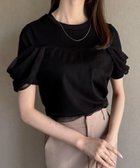 【ジュノア/JUNOAH】のチュールドレープTシャツ ブラック|ID: prp329100004693827 ipo3291000000033892133