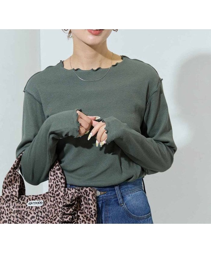 【フリークスストア/FREAK'S STORE】のGinger メロー ロング スリーブ トップス【限定展開】 インテリア・キッズ・メンズ・レディースファッション・服の通販 founy(ファニー) 　ファッション　Fashion　レディースファッション　Fashion for Women　トップス・カットソー　Cut & Sew Tops　冬　Winter / This Winter　スリーブ　Sleeve, Long Sleeve / Short Sleeve　ロング　Long, Long-Length　A/W・秋冬　Autumn/Winter　オリーブ|ID: prp329100004693832 ipo3291000000033892180