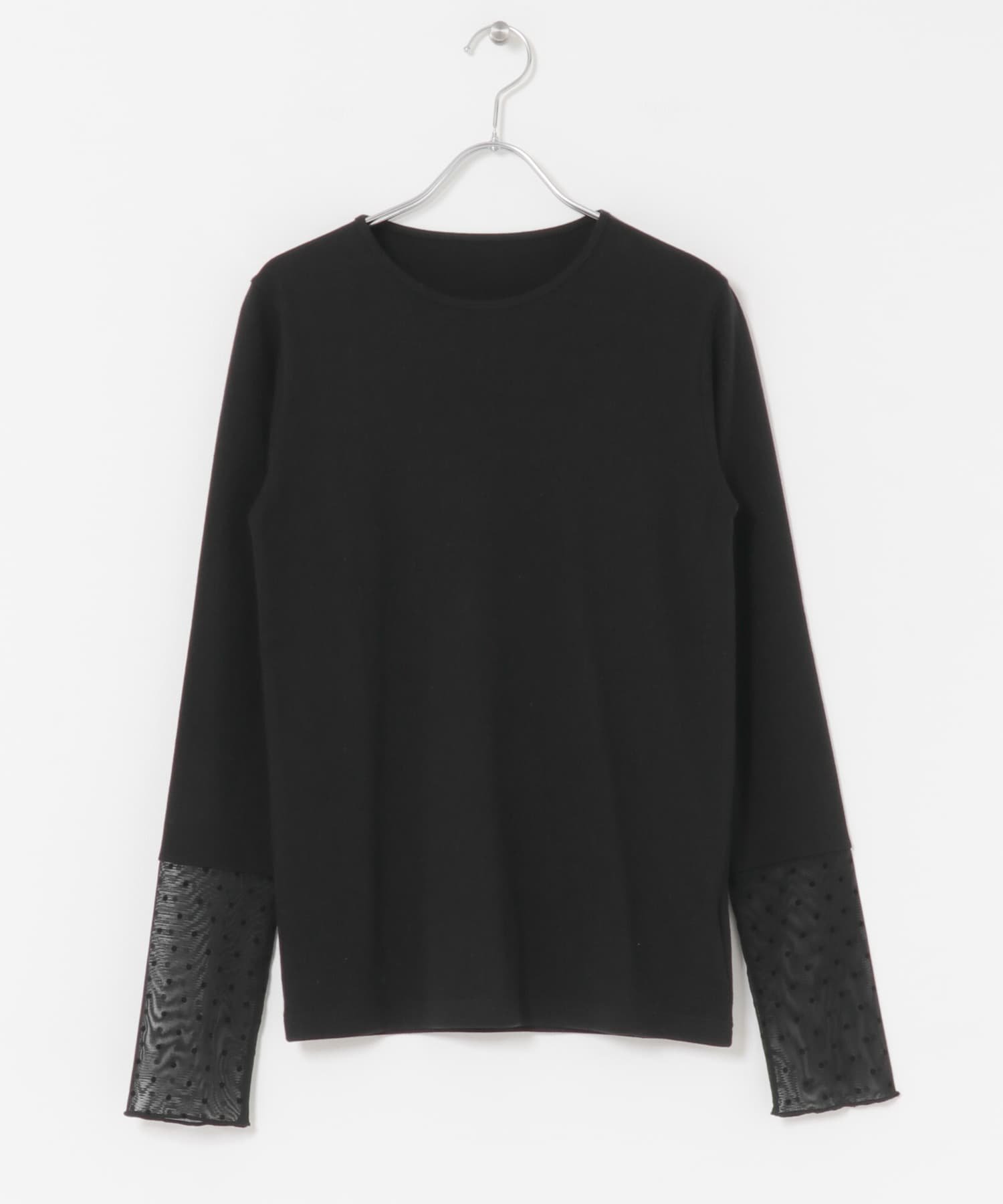 【アーバンリサーチ ドアーズ/URBAN RESEARCH DOORS】の袖ドット柄切替ロングTシャツ インテリア・キッズ・メンズ・レディースファッション・服の通販 founy(ファニー) 　ファッション　Fashion　レディースファッション　Fashion for Women　トップス・カットソー　Cut & Sew Tops　シャツ・ブラウス・オフィスカジュアル　Elegant Blouses & Button-Ups　ロングTシャツ・Tシャツ　Longline T-Shirts & Tees　2025年　2025　2025-2026秋冬・A/W　Autumn/Winter 2025–26 AW25–26　冬　Winter / This Winter　インナー　Innerwear　カットソー　Cut and Sewn Top　シンプル　Simple, Minimal　ジャケット　Jacket, Outerwear　チュール　Tulip, Tulip Motif　トレンド　Trend, Trending Now　ドット　Polka Dot, Dot Pattern　ベーシック　Basic, Essential　ロング　Long, Long-Length　切替　Switching, Contrast Panel　日本製　Made In Japan　A/W・秋冬　Autumn/Winter　BLACK|ID: prp329100004693857 ipo3291000000033892342