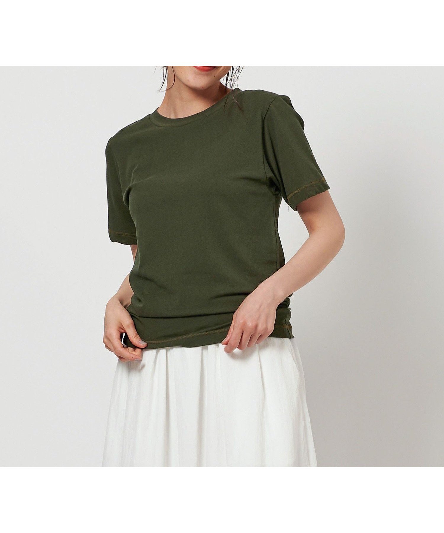 【ビューティ&ユース ユナイテッドアローズ/BEAUTY&YOUTH / UNITED ARROWS】のステッチ コンパクト Tシャツ インテリア・キッズ・メンズ・レディースファッション・服の通販 founy(ファニー) 　ファッション　Fashion　レディースファッション　Fashion for Women　トップス・カットソー　Cut & Sew Tops　シャツ・ブラウス・オフィスカジュアル　Elegant Blouses & Button-Ups　ロングTシャツ・Tシャツ　Longline T-Shirts & Tees　おすすめ　Recommended / Our Picks　インナー　Innerwear　キャミワンピース　Cami Dress, Slip Dress　コンパクト　Compact, Small Size　シンプル　Simple, Minimal　スラックス　Slacks, Dress Pants　ベスト　Vest, Waistcoat　ベーシック　Basic, Essential　ボトム　Bottoms, Lower Wear　レース　Lace, Lace Fabric　OLIVE|ID: prp329100004693859 ipo3291000000033892387