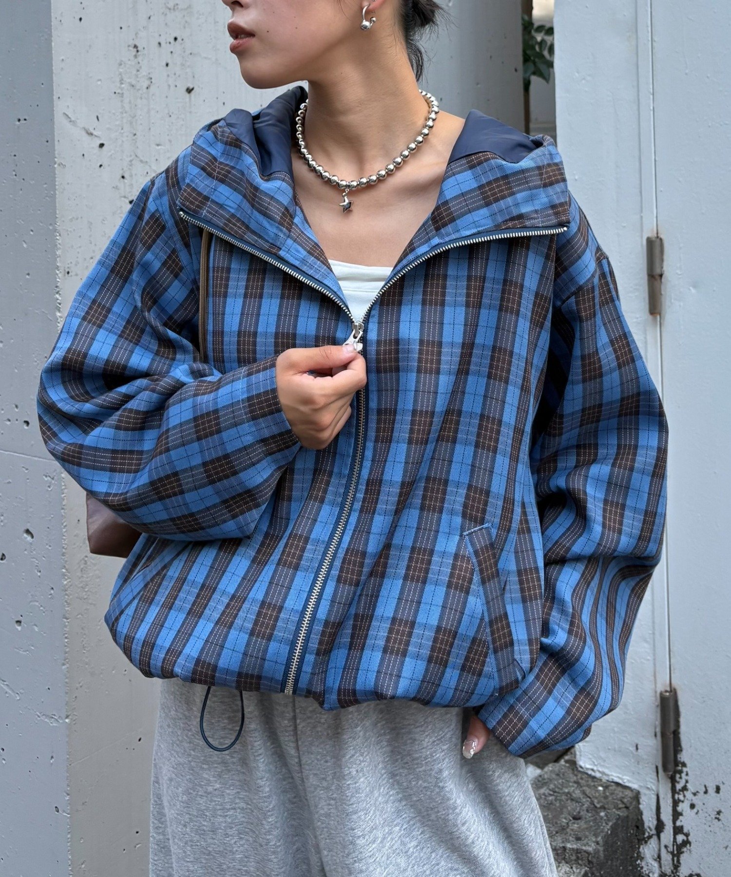 【チャオパニックティピー/CIAOPANIC TYPY】の【UNISEX】チェックフルジップシャツジャケット インテリア・キッズ・メンズ・レディースファッション・服の通販 founy(ファニー) 　ファッション　Fashion　レディースファッション　Fashion for Women　アウター　Coat / Outerwear Collection　レディースジャケット・軽アウター　Jackets　ユニセックス　Unisex, Genderless　おすすめ　Recommended / Our Picks　シンプル　Simple, Minimal　ジャケット　Jacket, Outerwear　セットアップ　Set-Up, Coordinated Outfit　チェック　Check, Plaid, Tartan　デニム　Denim, Jeans Material　トレンド　Trend, Trending Now　ドローコード　Drawcord, Drawstring Cord　人気　Popular, Best Seller　軽量　Lightweight, Ultra Light　ブルー|ID: prp329100004693875 ipo3291000000033892652