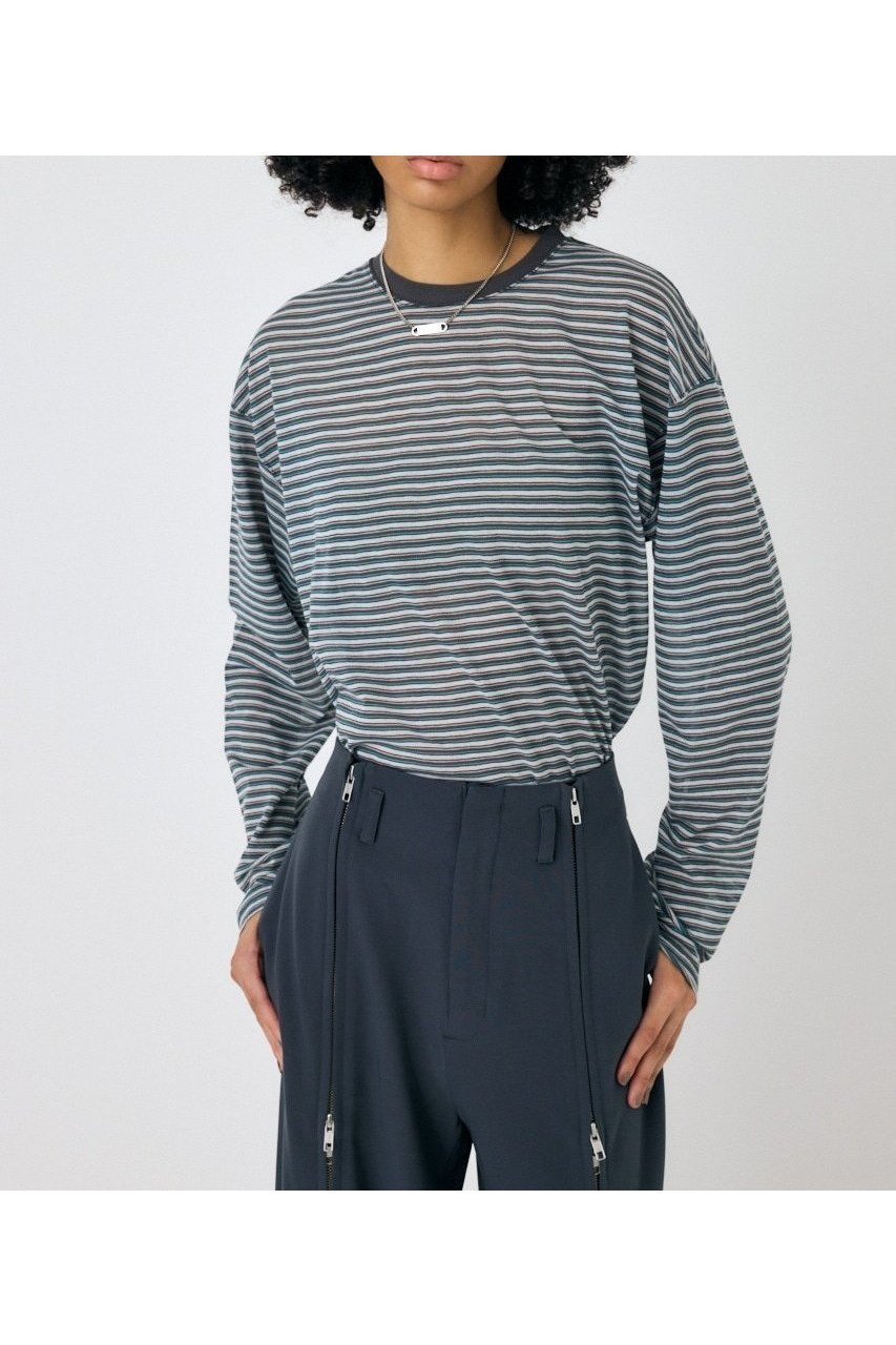 【マウジー/moussy】のSHEER BORDER ロンT インテリア・キッズ・メンズ・レディースファッション・服の通販 founy(ファニー) 　ファッション　Fashion　レディースファッション　Fashion for Women　トップス・カットソー　Cut & Sew Tops　ロングTシャツ・Tシャツ　Longline T-Shirts & Tees　おすすめ　Recommended / Our Picks　シアー　Sheer, See-Through　シンプル　Simple, Minimal　ボーダー　Border, Stripe　リラックス　Relax, Relaxed Fit　人気　Popular, Best Seller　再入荷　Restock / Back in Stock　GRY|ID: prp329100004693882 ipo3291000000033892727