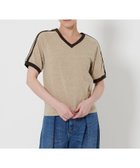 【ビューティ&ユース ユナイテッドアローズ/BEAUTY&YOUTH / UNITED ARROWS】のVネック ラインスリーブ Tシャツ BEIGE|ID: prp329100004693886 ipo3291000000033892800