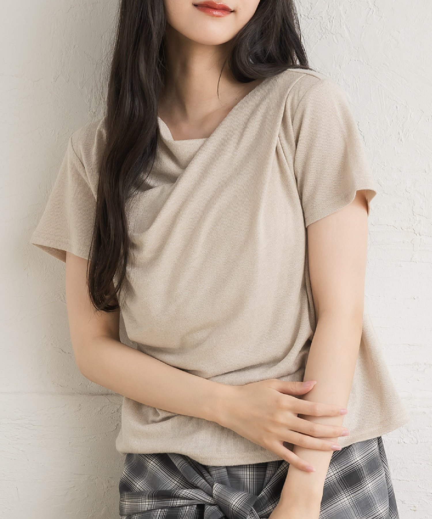 【レトロガール/RETRO GIRL】のドレープラメCT インテリア・キッズ・メンズ・レディースファッション・服の通販 founy(ファニー) 　ファッション　Fashion　レディースファッション　Fashion for Women　アウター　Coat / Outerwear Collection　カットソー　Cut and Sewn Top　シンプル　Simple, Minimal　デニム　Denim, Jeans Material　トレンド　Trend, Trending Now　ドレープ　Drape, Draping Fabric　フレア　Flare, Flared　ベーシック　Basic, Essential　ボトム　Bottoms, Lower Wear　エクリュ|ID: prp329100004693927 ipo3291000000033893300
