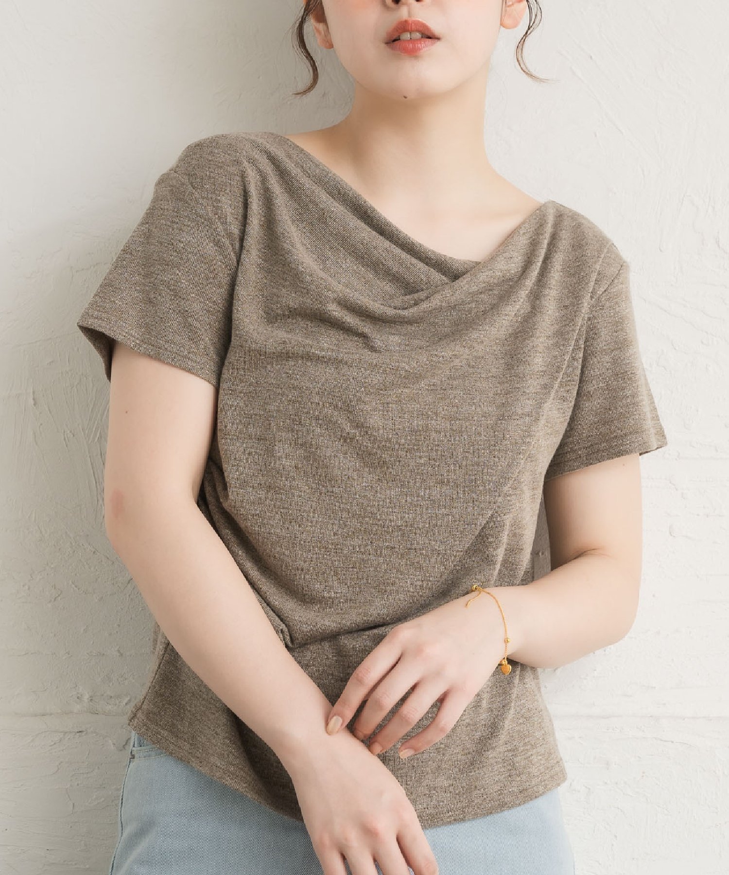 【レトロガール/RETRO GIRL】のドレープラメCT インテリア・キッズ・メンズ・レディースファッション・服の通販 founy(ファニー) 　ファッション　Fashion　レディースファッション　Fashion for Women　アウター　Coat / Outerwear Collection　カットソー　Cut and Sewn Top　シンプル　Simple, Minimal　デニム　Denim, Jeans Material　トレンド　Trend, Trending Now　ドレープ　Drape, Draping Fabric　フレア　Flare, Flared　ベーシック　Basic, Essential　ボトム　Bottoms, Lower Wear　ブラウン|ID: prp329100004693927 ipo3291000000033893305
