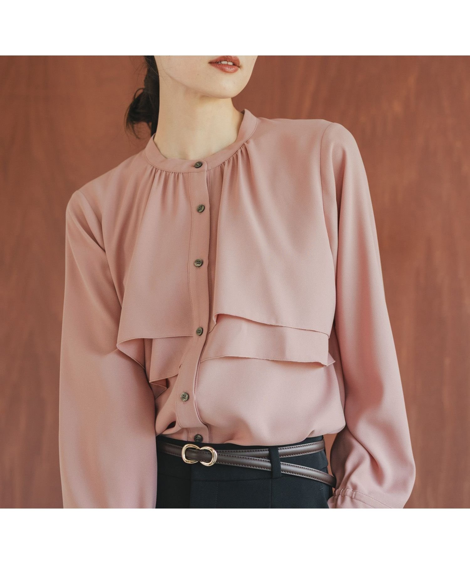 【グローバルワーク/GLOBAL WORK】のキレイつづくティアードブラウス/579500 インテリア・キッズ・メンズ・レディースファッション・服の通販 founy(ファニー) 　ファッション　Fashion　レディースファッション　Fashion for Women　トップス・カットソー　Cut & Sew Tops　シャツ・ブラウス・オフィスカジュアル　Elegant Blouses & Button-Ups　ギャザー　Gathered, Ruffled　ティアード　Tiered, Tiered Style　デニム　Denim, Jeans Material　フレア　Flare, Flared　エレガント 上品　Elegant　くすみピンク22|ID: prp329100004693932 ipo3291000000034226907