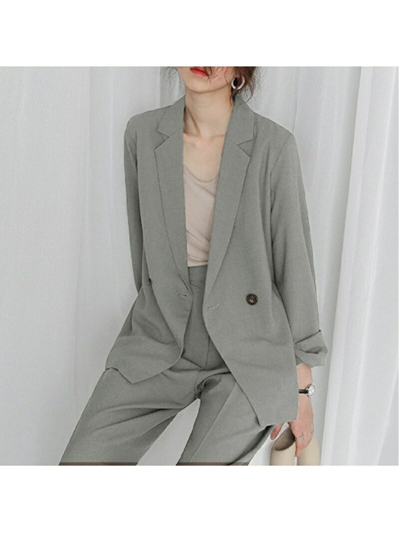 【ジュノア/JUNOAH】の2つボタンダブルジャケットセットアップ インテリア・キッズ・メンズ・レディースファッション・服の通販 founy(ファニー) 　ファッション　Fashion　レディースファッション　Fashion for Women　アウター　Coat / Outerwear Collection　レディースジャケット・軽アウター　Jackets　グレー|ID: prp329100004693934 ipo3291000000033893383