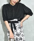 【インタープラネット/INTERPLANET】のデシン*レース半袖ブラウス 人気、トレンドファッション・服の通販 founy(ファニー) ファッション Fashion レディースファッション Fashion for Women トップス・カットソー Cut & Sew Tops シャツ・ブラウス・オフィスカジュアル Elegant Blouses & Button-Ups コンパクト Compact, Small Size ベーシック Basic, Essential レース Lace, Lace Fabric エレガント 上品 Elegant 半袖 Short Sleeve, Half Sleeve 羽織 Haori, Light Jacket ビジネス 仕事 通勤 Business / Work / Commuting thumbnail ブラック|ID: prp329100004693937 ipo3291000000033893412
